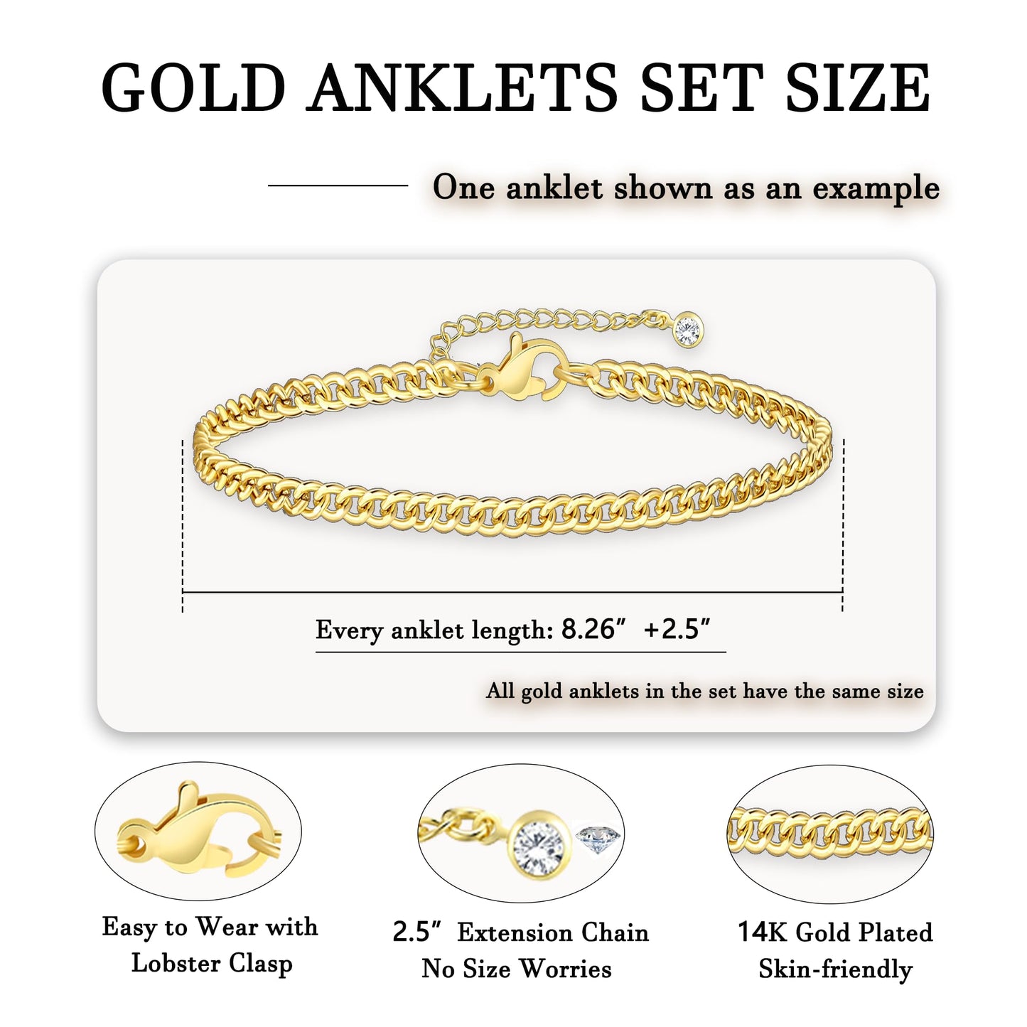 17KM 21PCS Gold Ankle Bracelets for Women, Boho Shell Bead Cuban Link Chain Waterproof Gold Anklets Set, Adjustable Layered Anklets for Women Beach Jewelry Gift