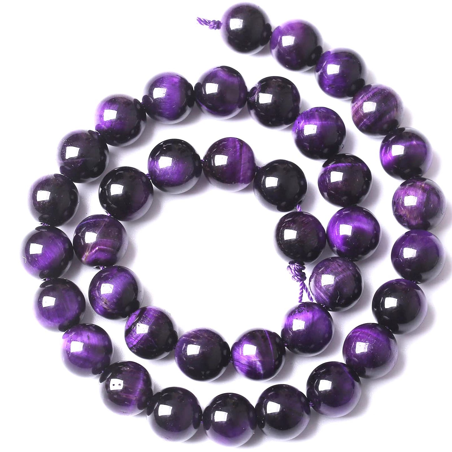 36PCS 10MM AAA Purple Tiger Eye Stone Beads Natural Gemstone Bead Crystal Healing Energy Jewelry Making DIY 15 inches