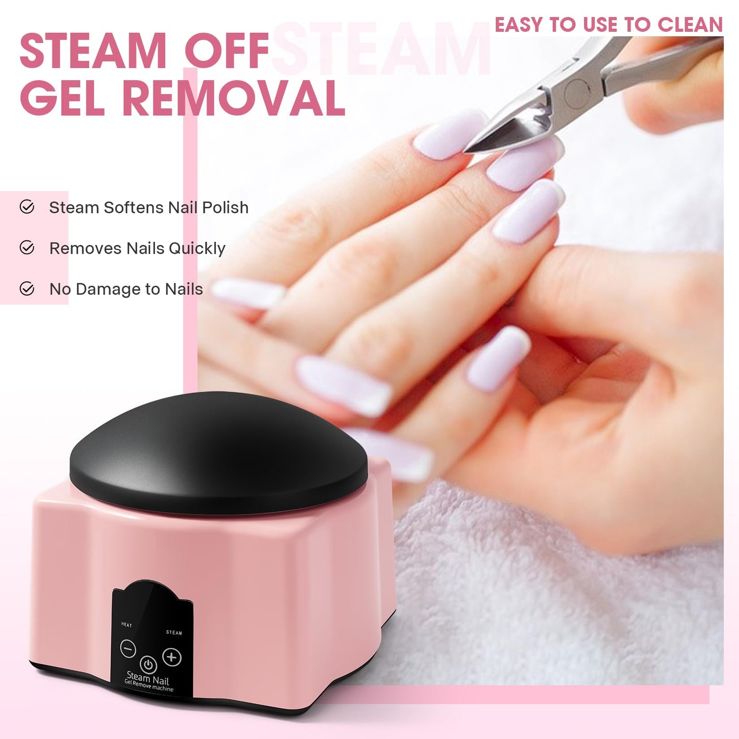 Automatic Upgraded Acrylic Gel Nail Polish Removal Electric Steam Acetone Nail Remover Machine Set, Various Nail Gel Nail Chips Without Harming Hands Nail Art Tools Nail Remover Tools Set