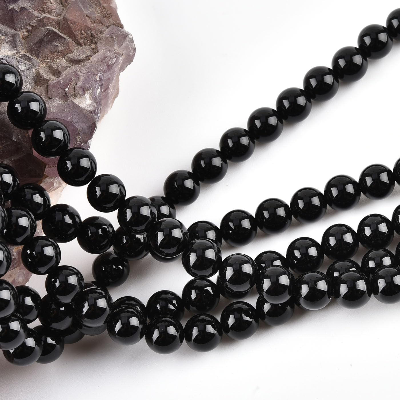 10mm Natural Black Onyx Beads Round Agate Gemstone Loose Beads for Jewelry Making (36-38pcs/strand) A