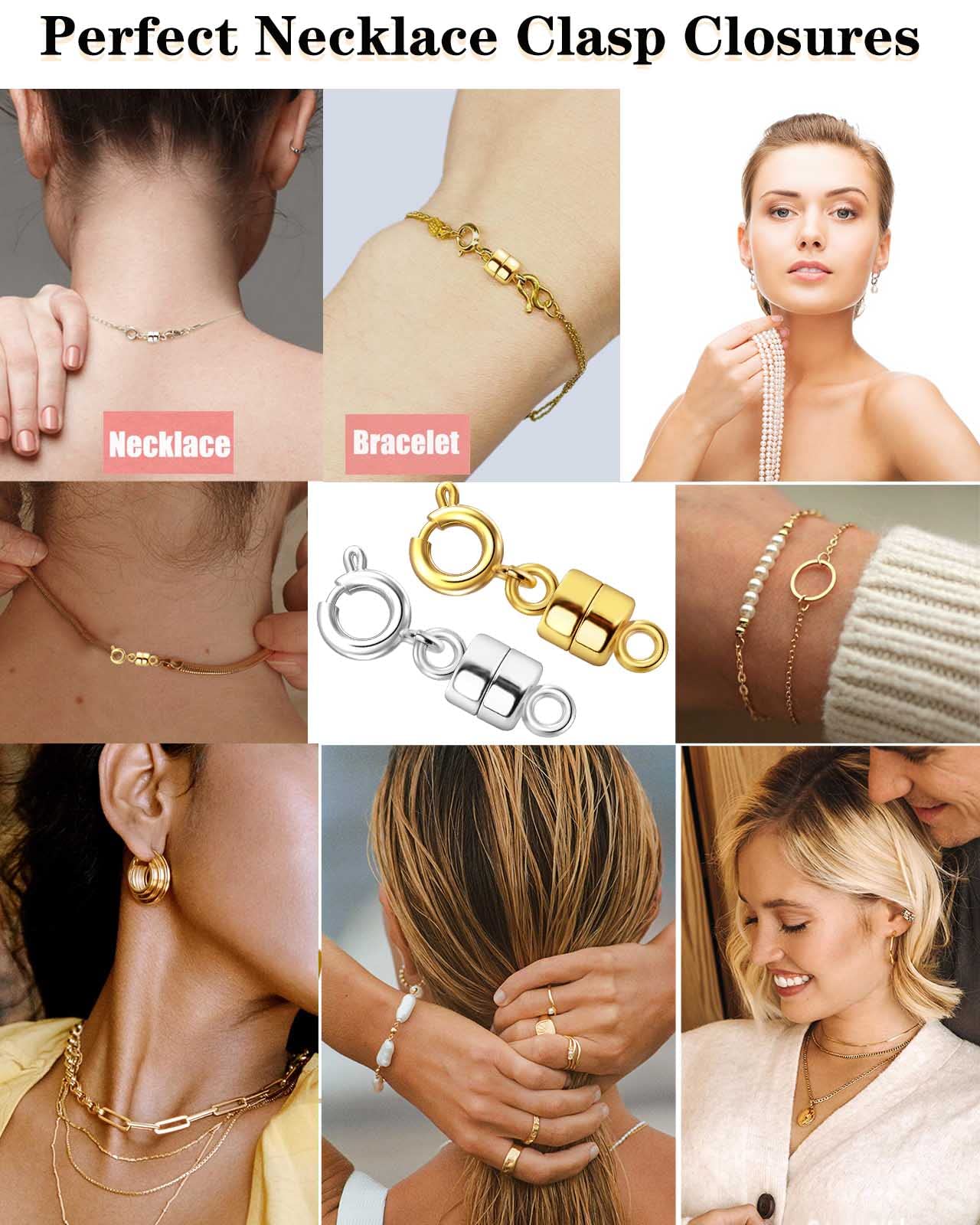Dailyacc Magnetic Necklace Clasps and Closures - Safety 14 K Gold and Silver Jewelry Converters for Bracelets Chain Extender