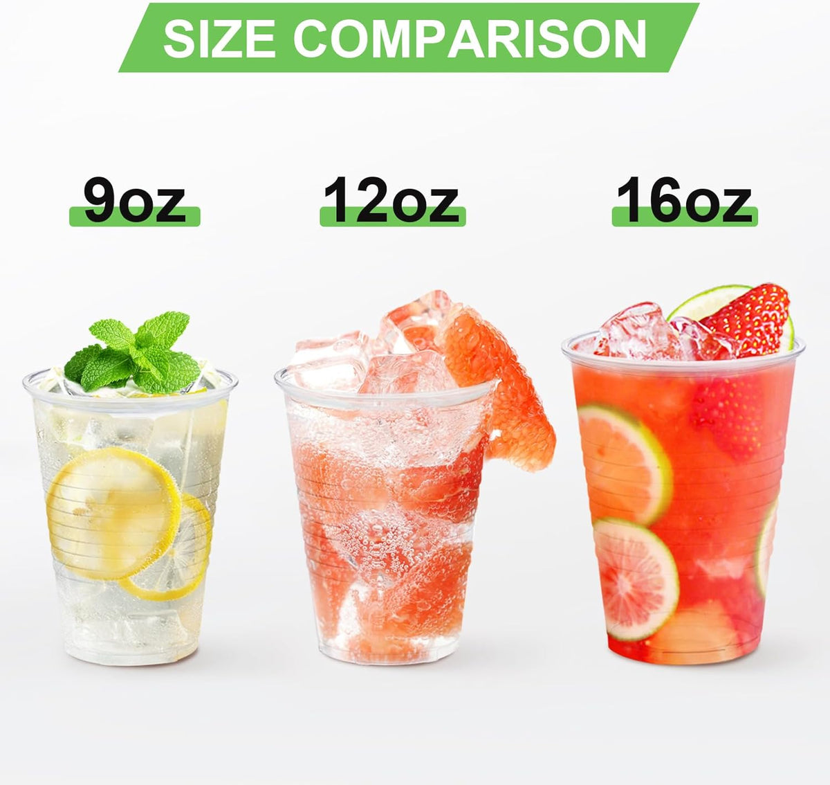 Lamosi 300 Pack 12 oz Clear Plastic Cups,12 Ounce Disposable Cups, Cold Drinking Cups for Party, Picnic, BBQ, Travel, Halloween, Christmas, Events