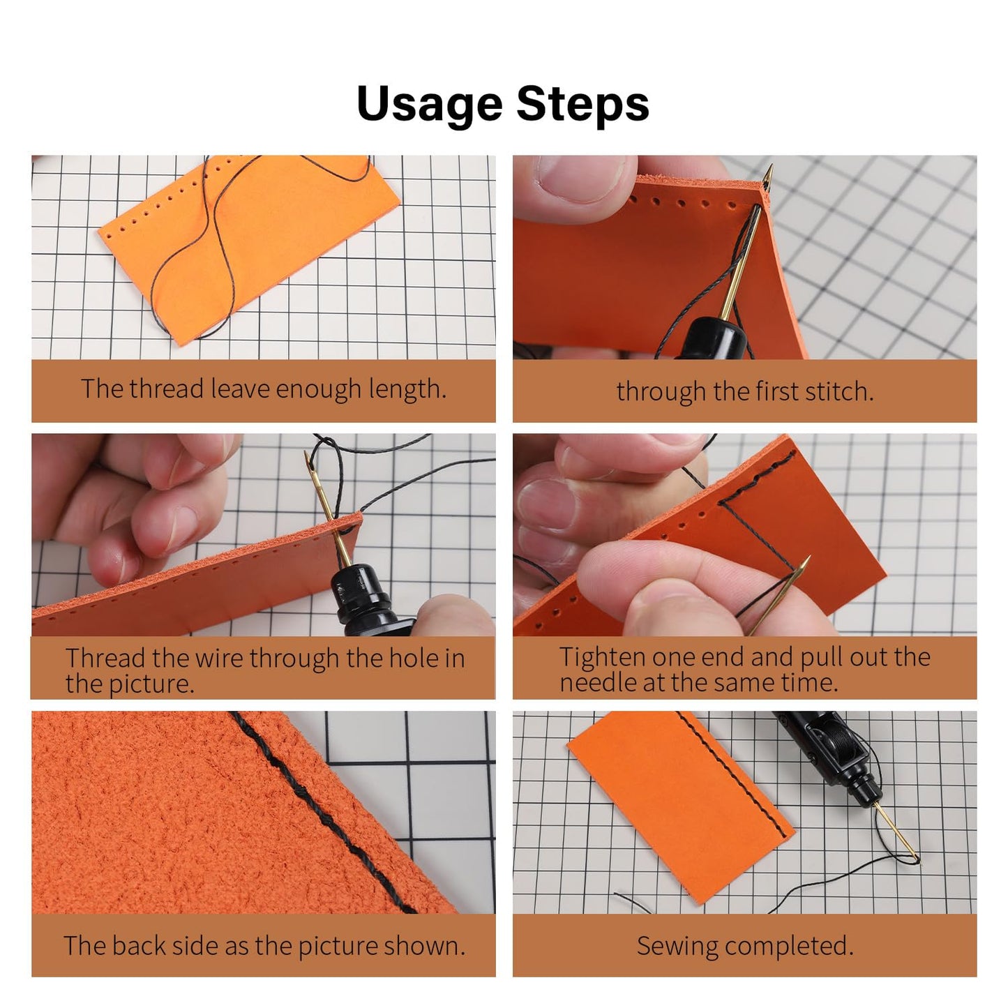 WUTA Repair Stitch Kit Leathercraft Stitch Awl Tool with 25 Colors 0.35mm Wax Thread, for Leather, Belt, Canvas, Fabric, Bag Repair Professional Stitcher Leather Craft Tool