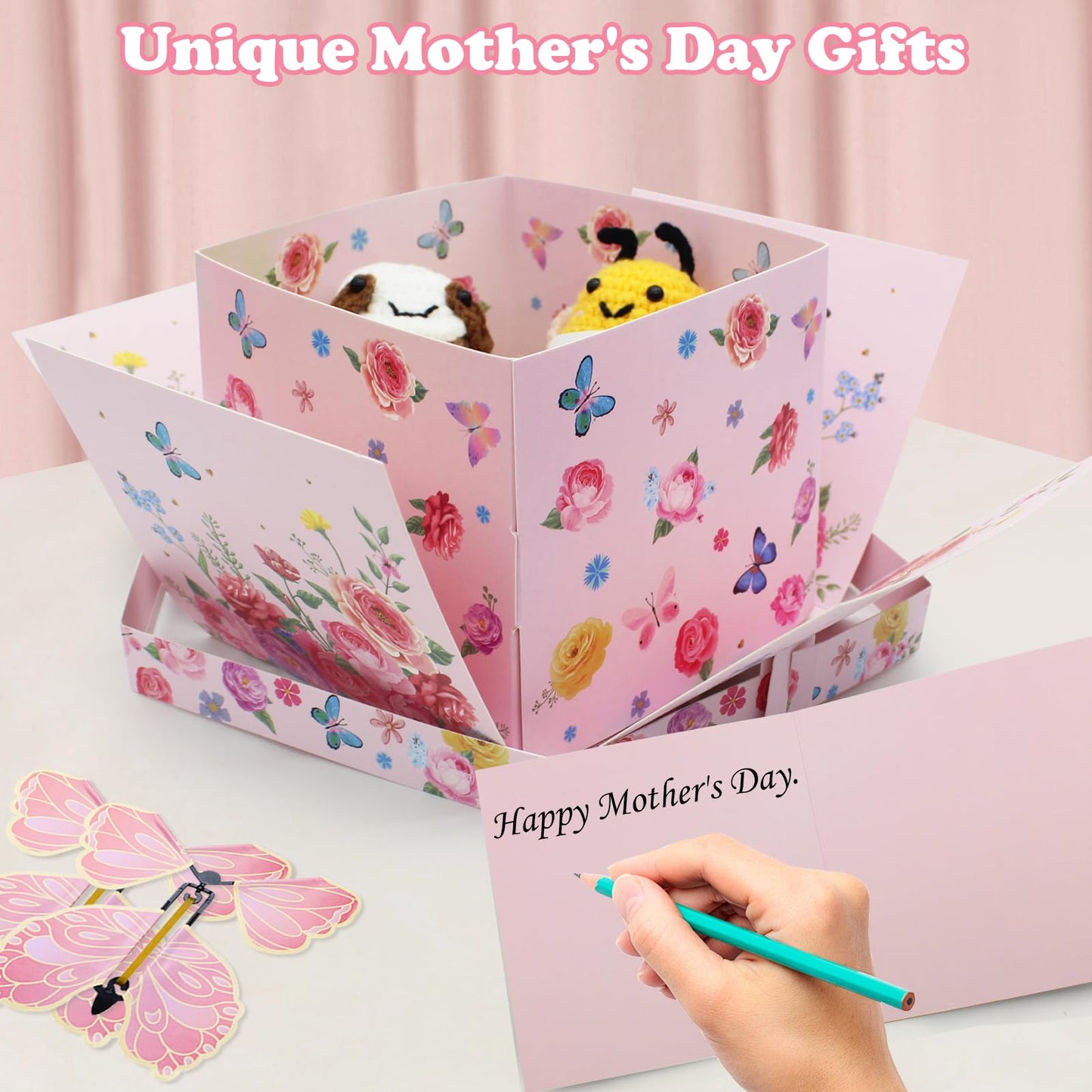 Timisea Flying Butterfly Surprise Explosion Gift Box,Butterfly Explosion Gift Box,Surprise Box,Contains Four Flying Butterflies,Suitable for Mother's Day, Birthday