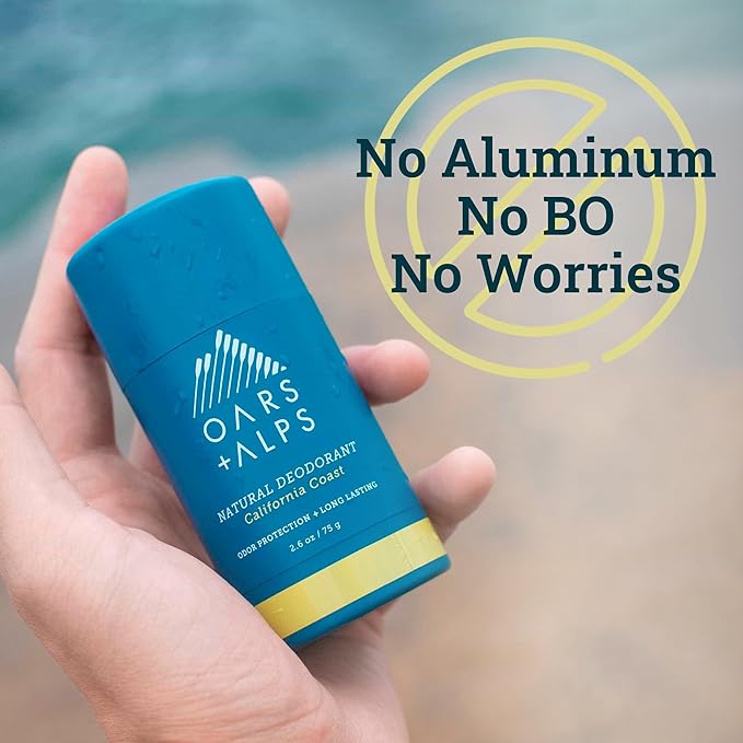 Oars + Alps Aluminum Free Deodorant for Men and Women, Dermatologist Tested and Made with Clean Ingredients, Vegan, California Coast, 1 Pack, 2.6 Oz