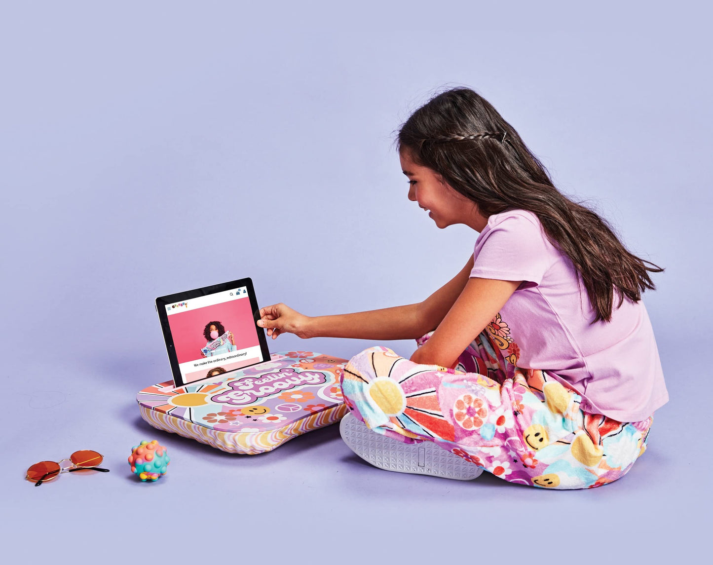 iscream 17.25" x 13.25" Laminate Top Microbead Filled Lap Desk with Tablet Channel - Feelin' Groovy