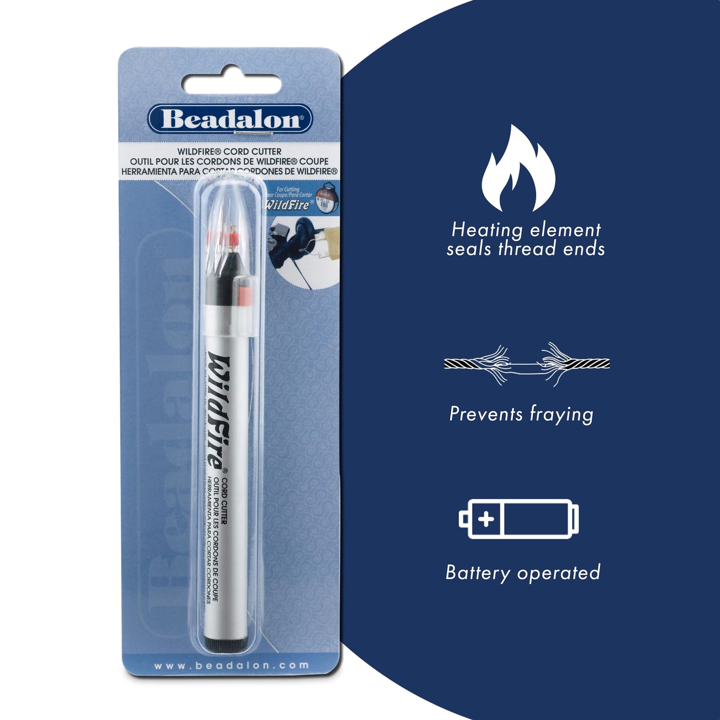 Beadalon Wildfire Cord Cutter: Macrame Cord and Fireline Beading Thread Burner, Ideal for Jewelry Making, Trims and Prevents Fraying of Cords, Simple Operation, Battery Operated with Safety Switch