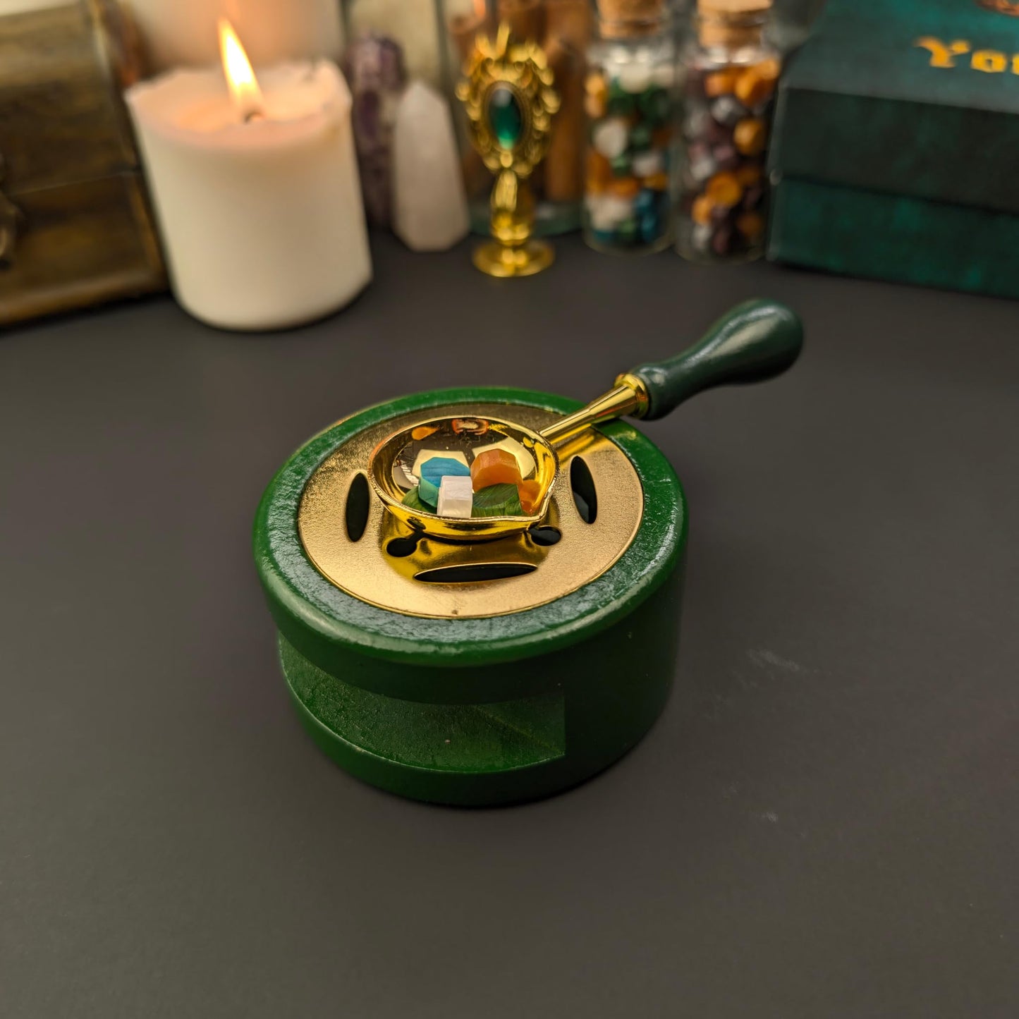 Manifestation Kit with Fire Paper & Wax Seal Stamps – Sigil Ritual Tools for Writing, Sealing & Releasing Intentions – Spiritual Self Care Gift for Manifestation – Witchy Cauldron Manifest Dreams Seal