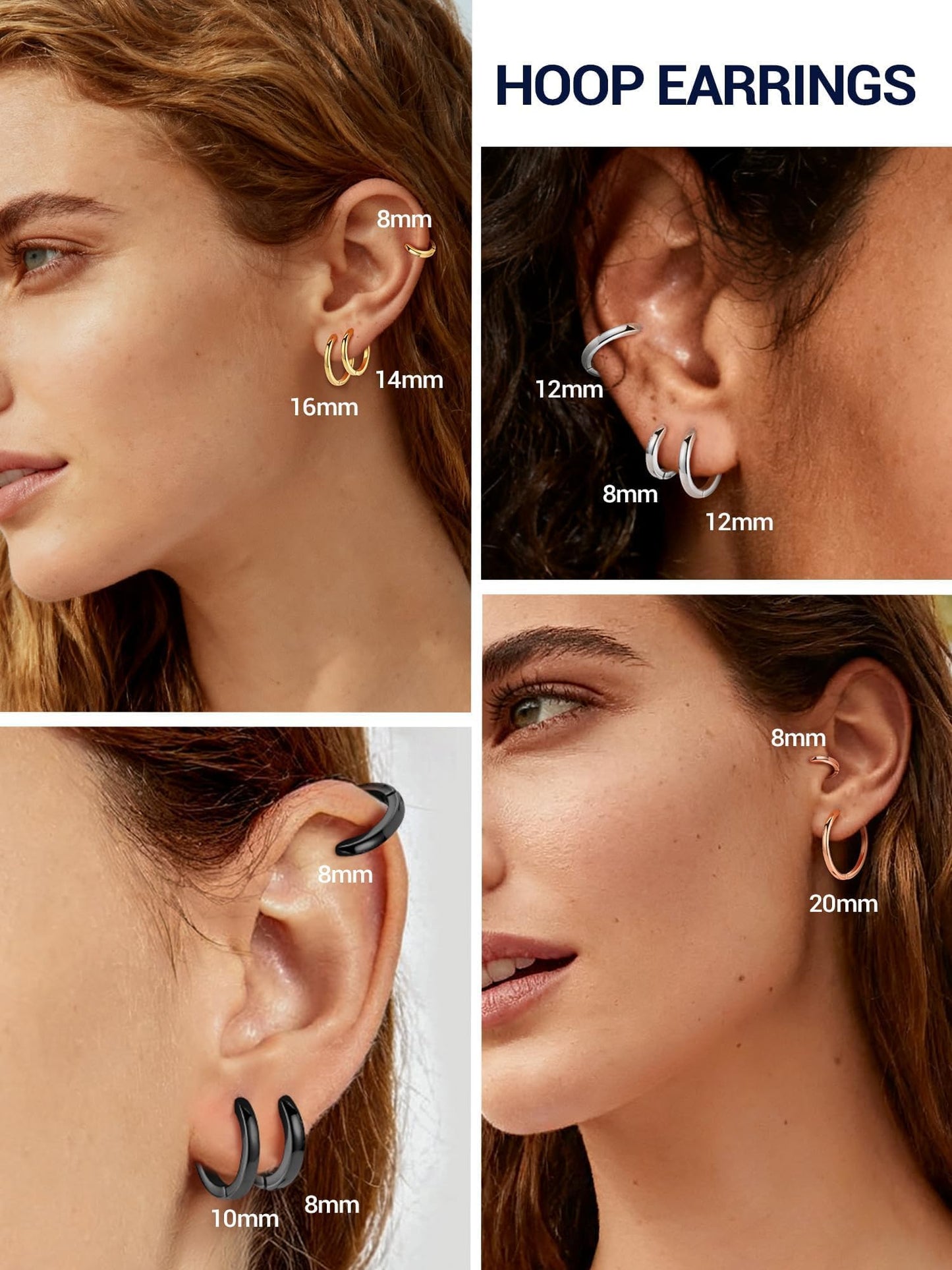 Silver Hoop Earrings For Women Hoops Earring Hypoallergenic 8mm Tiny Huggie Jewelry Non Tarnish Cartilage Piercing Waterproof Ear Earings