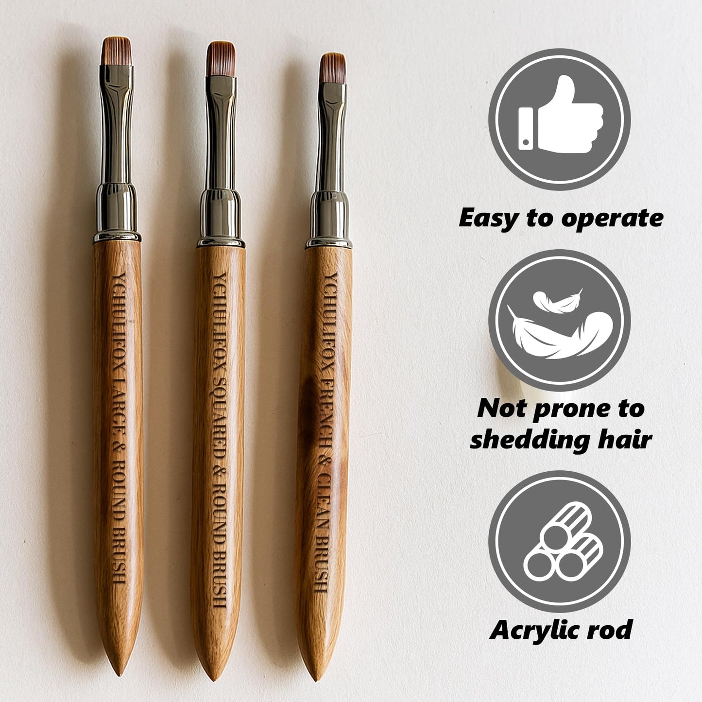 YCHULIFOX,3pcs French Tip Nail Brushes for Polygel & Builder Gel, Professional Nail Design Tools for Sculpting,Filling,Nail Extensions & Art in Home Salon Use.