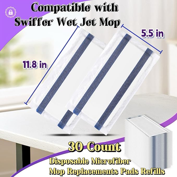 CLEANPIONEER Mopping Replacements Pad Compatible for Swiffer Wet Jet Spray Mop, Disposable Multi Surfaces Mop Refills Used for Floor Cleaning, Thickness and Absorbent, 30 Count