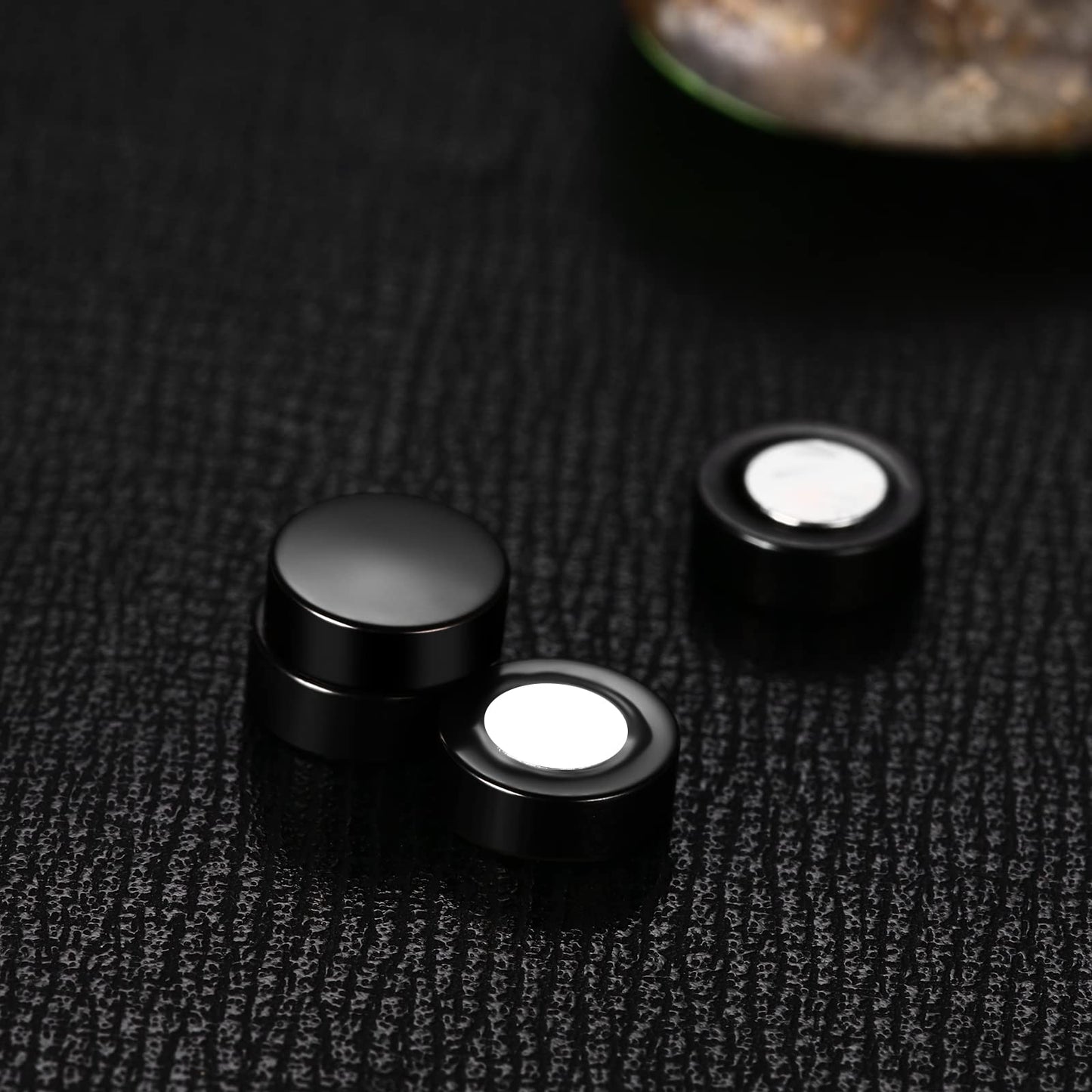 Rofusn Punk 8mm Stainless Steel Black Non-piercing Clip On Fake Cheater Stud Earrings for Men Women
