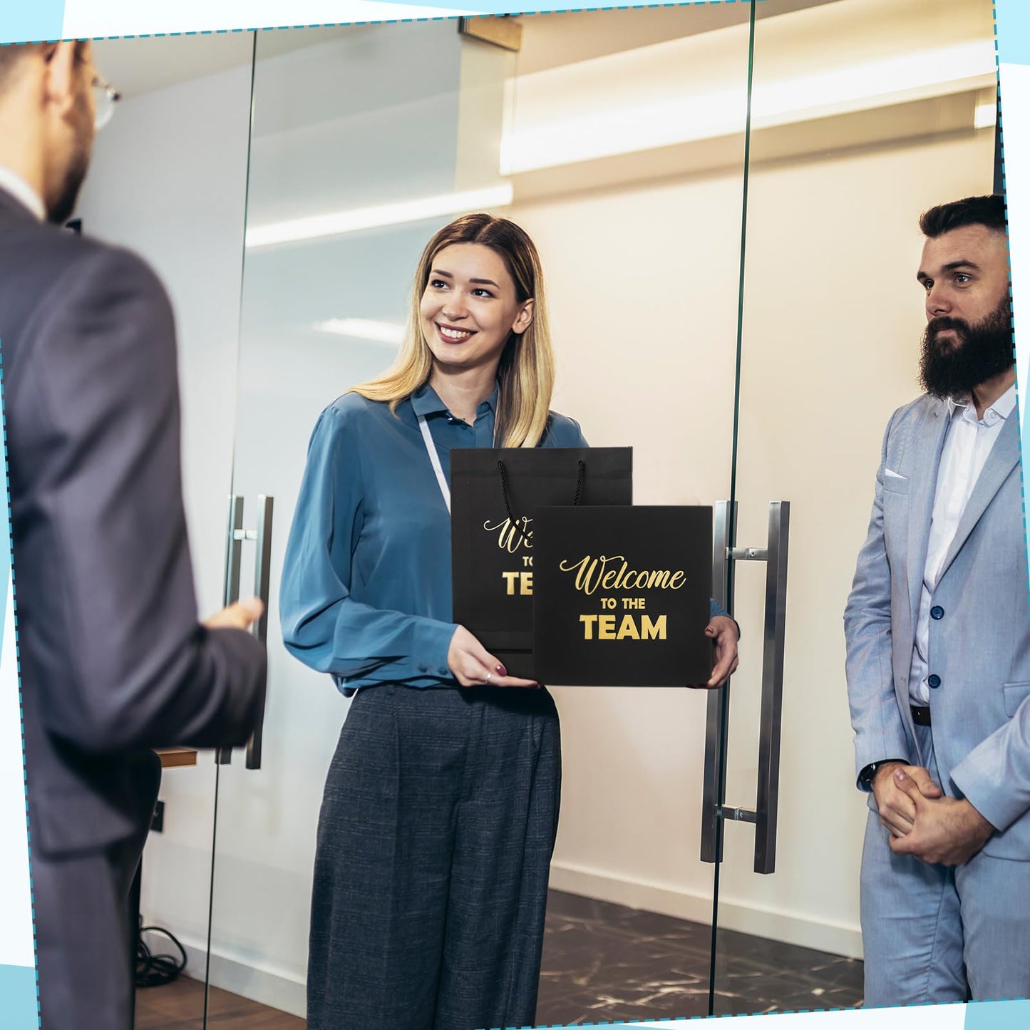 Sayglossy New Employee Welcome to The Team Gift Sets Notebook and Pen Welcome to The Team Box Employee Appreciation Gift Sets for New Office Worker(Black)