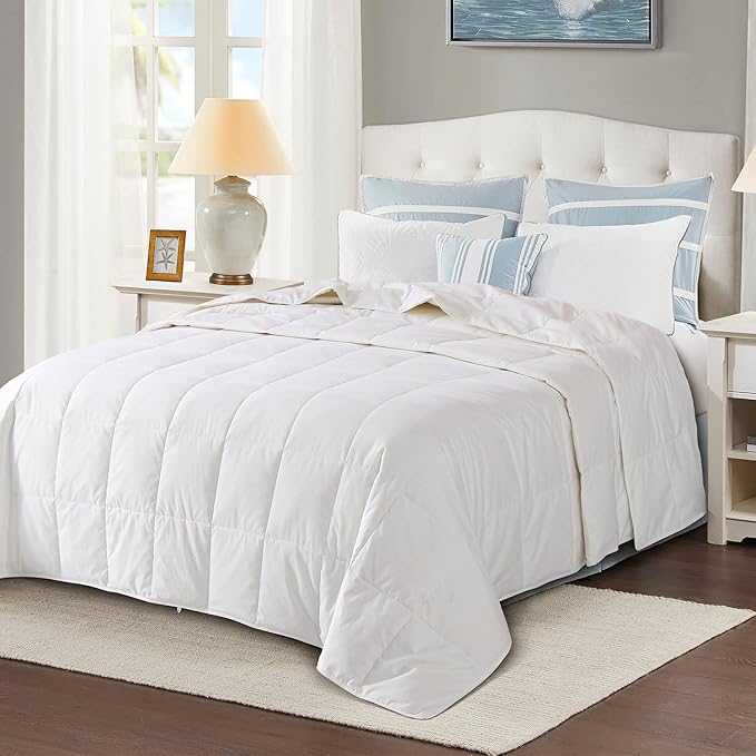Globon Down Blanket California King Size, Extra Lightweight Summer Comforter/Duvet Insert for Hot Sleepers,Noiseless & Extra Soft, 13 Ounce Fill Weight, White