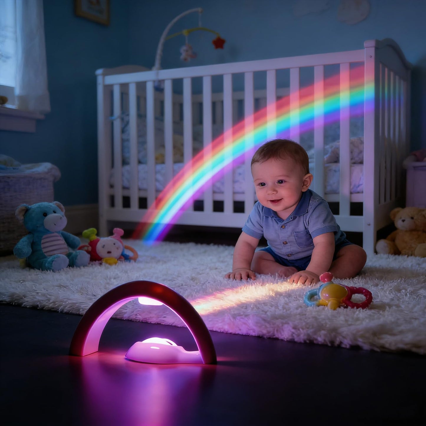 Rainbow Led Lights - USB Power Supply Rainbow Projector Signs Wall Decor, Rainbow Night Light for Girls Room Kids Gifts