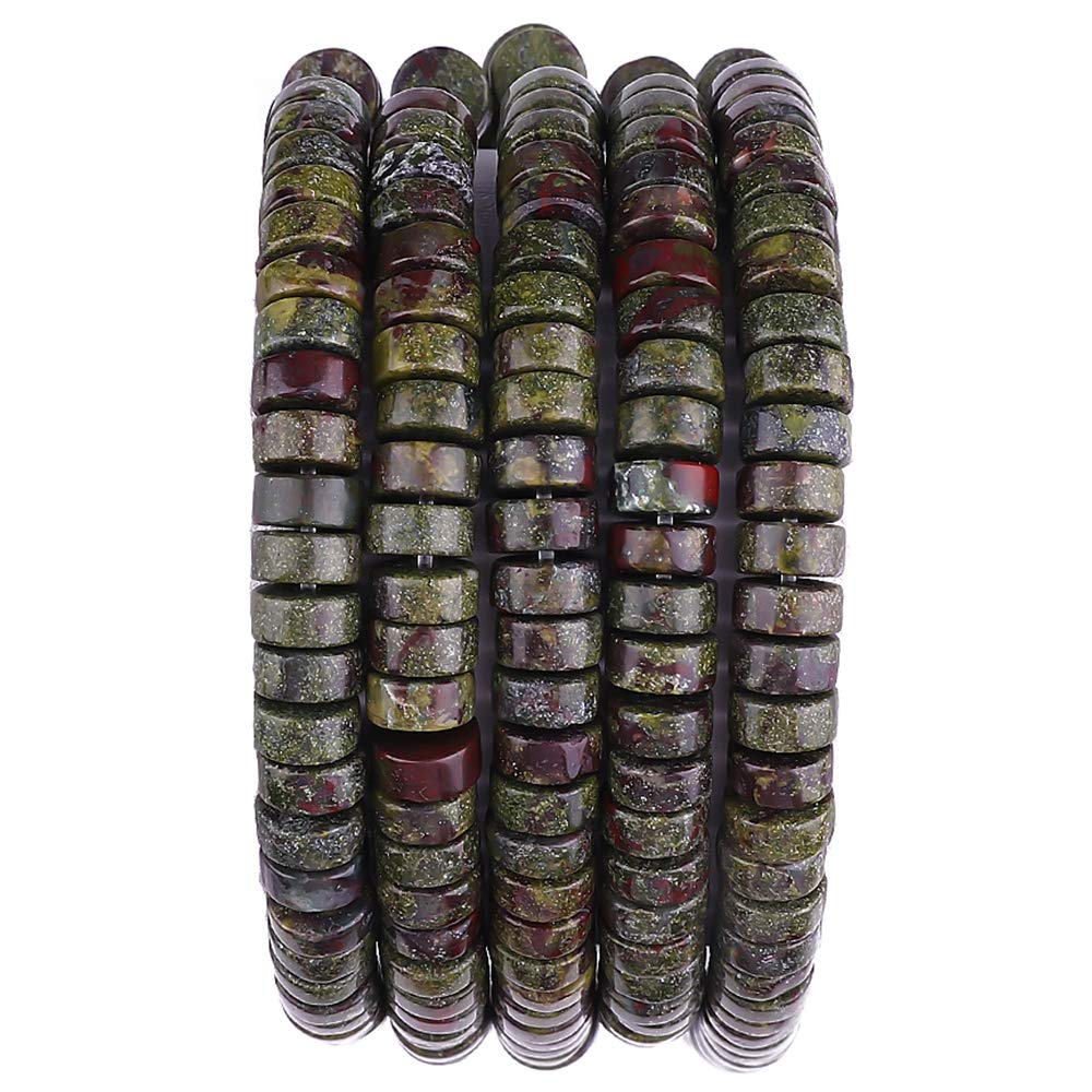 BEADIA Natural Dragon Blood Jasper Spacer Beads Caps Loose Semi Gemstone for Beading Jewelry Making 6mmx3mm 38cm