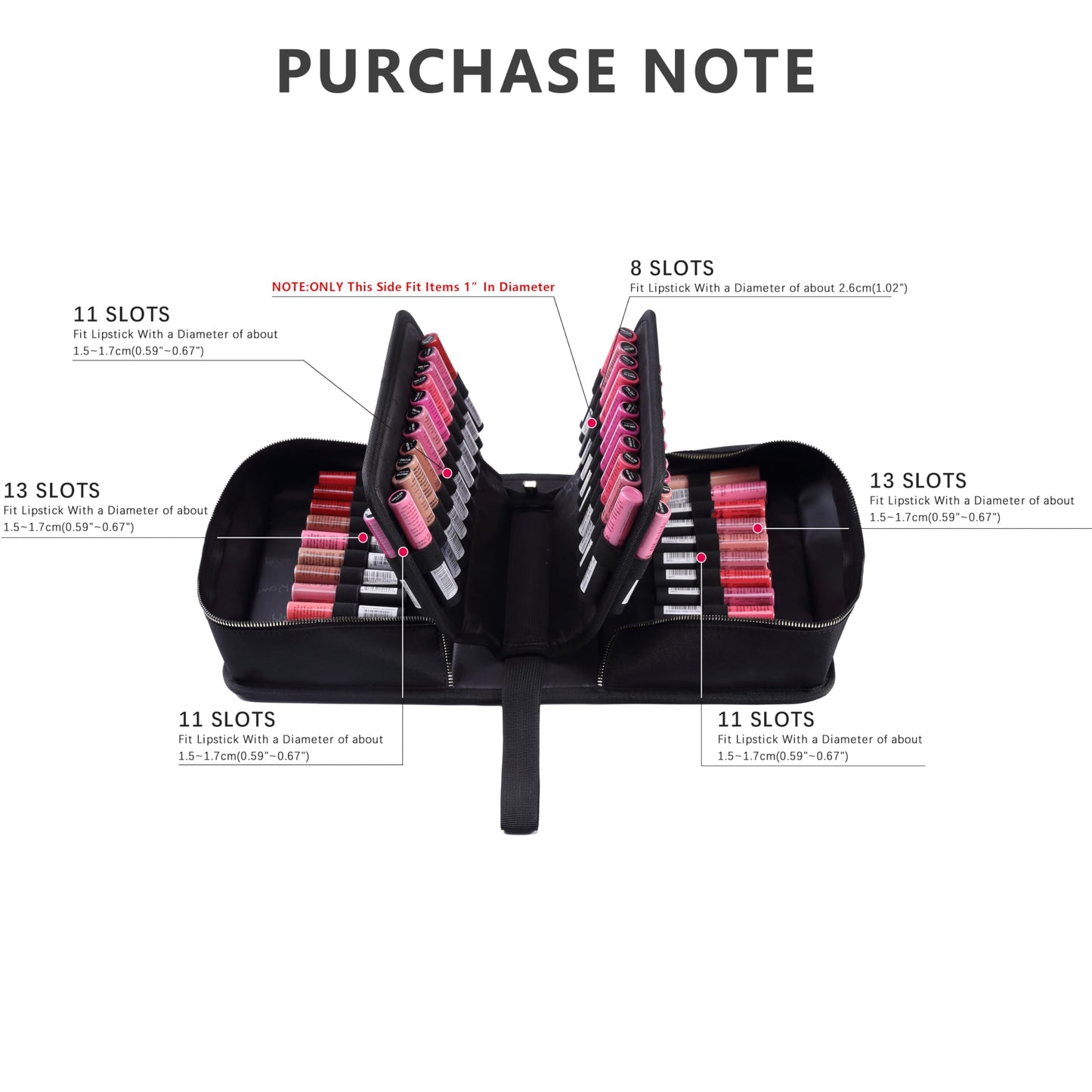 ROWNYEON Lipstick Organizer Case Lipstick Holder 67 Slots Portable Lip Travel Makeup Cosmetic Case Large Capacity Lip Gloss Carrying Case Makeup Artist Storage - Black