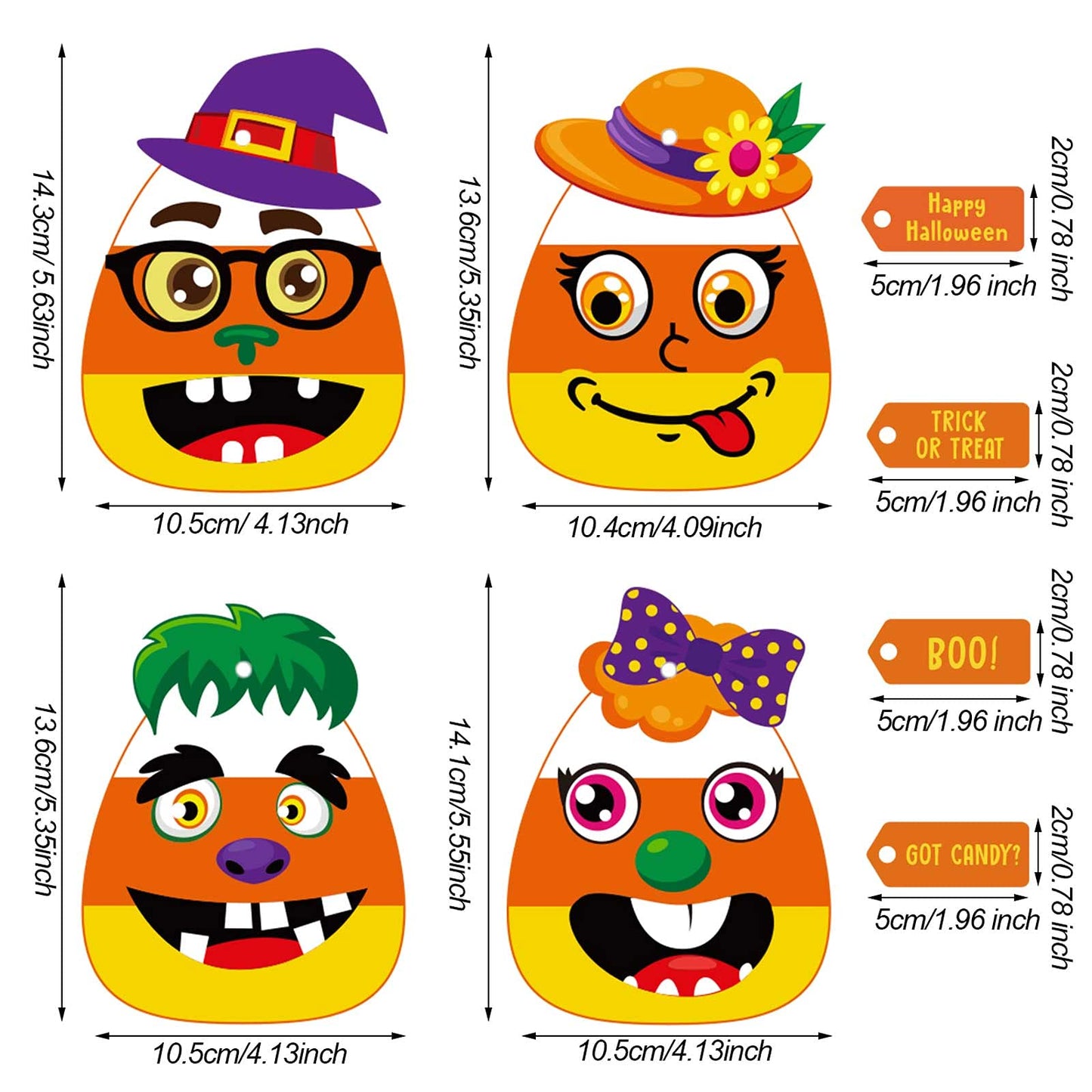Sumind 36 Sets Halloween Craft Kits for Halloween Candy Corn Sticker DIY Arts Craft Trick or Treat Decorations Fun Home Activities for Party Supplies Arts