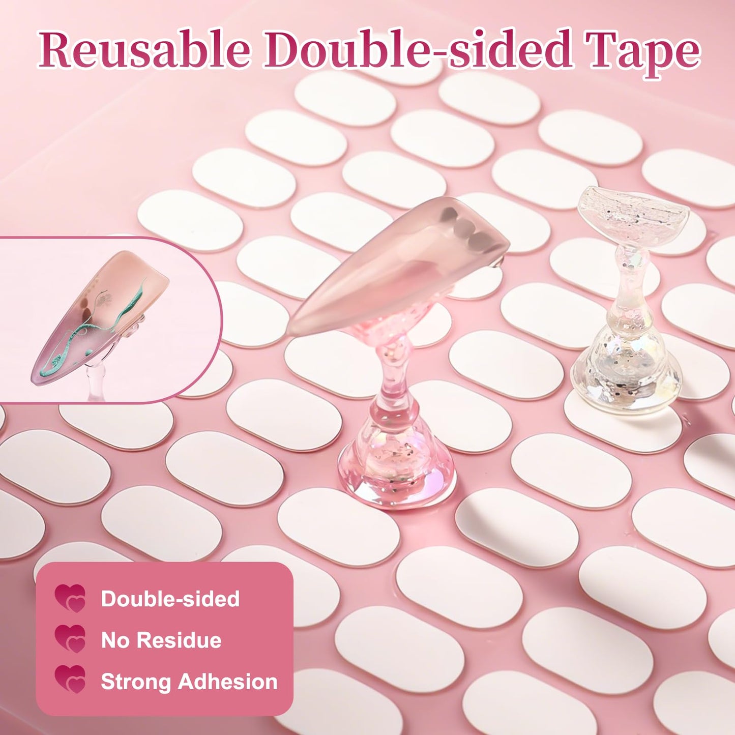 ANGNYA Nail Stand for Press on, 2 Set Super Magnetic Nail Holder for Painting Nails Nail Stand for Painting Nails Nail Display with 200pcs Sticky Tabs for Nail Art Display Home & Salon Use