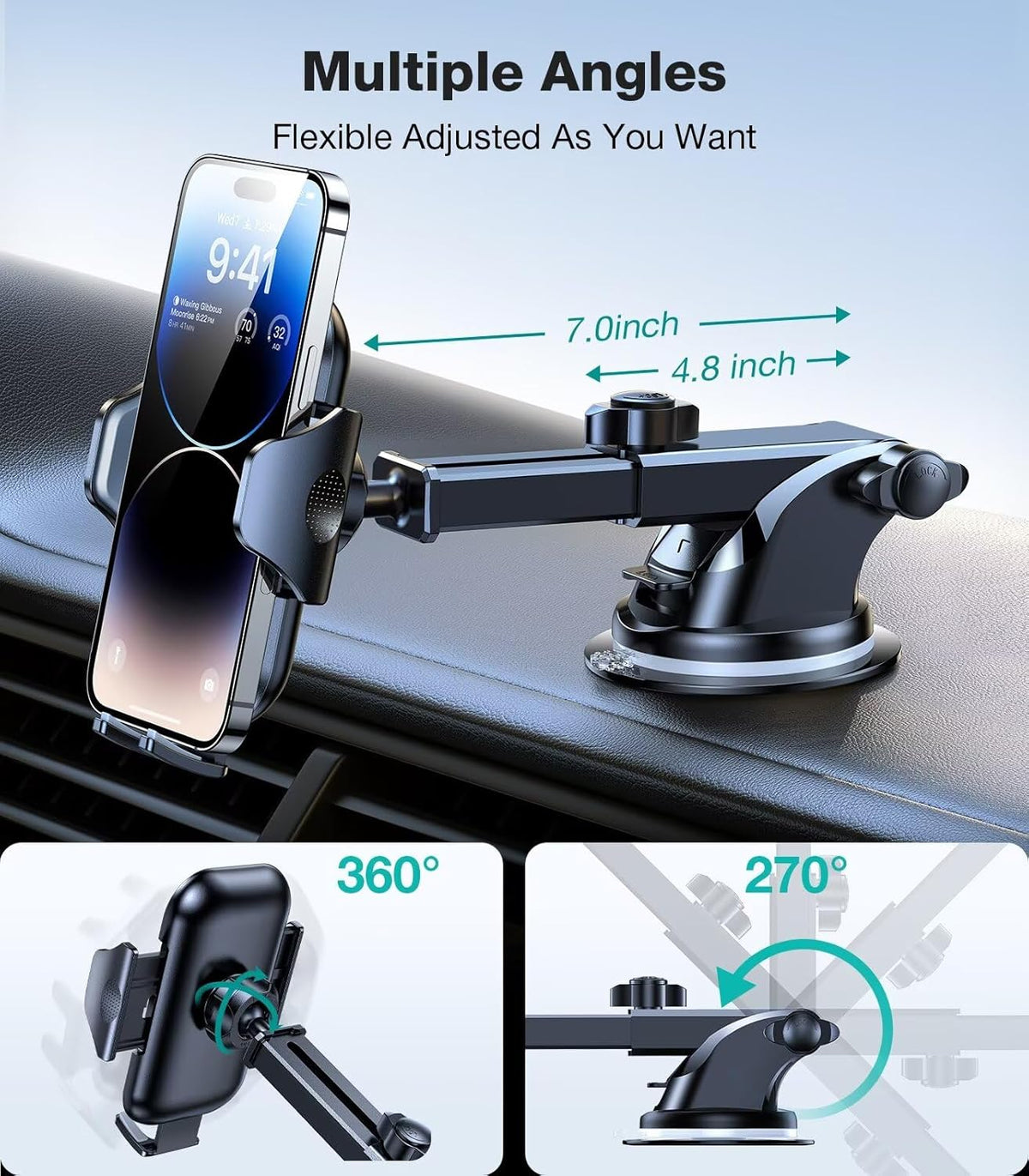 VICSEED [No.1 Powerful Suction] [Rally Racing-Grade Stability] Phone Holders for Your Car 2025 Upgraded Car Phone Holder Mount Truck Stand for Dashboard Windshield Vent for iPhone Samsung All Phones