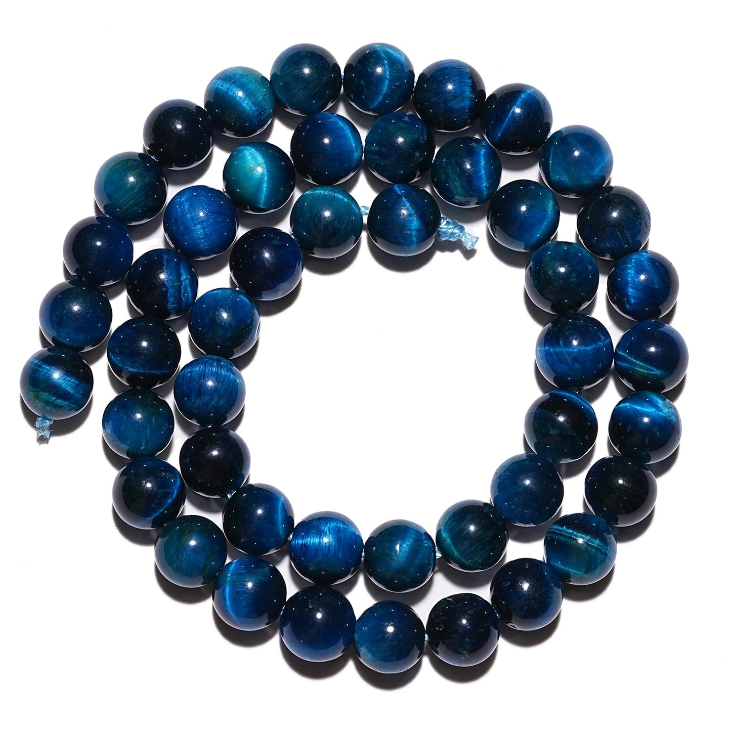 10mm Natural Blue Tiger Eye Gemstone Beads Polished Round Smooth Stone Beads for Bracelets Jewelry Making 15inch Loose Beads
