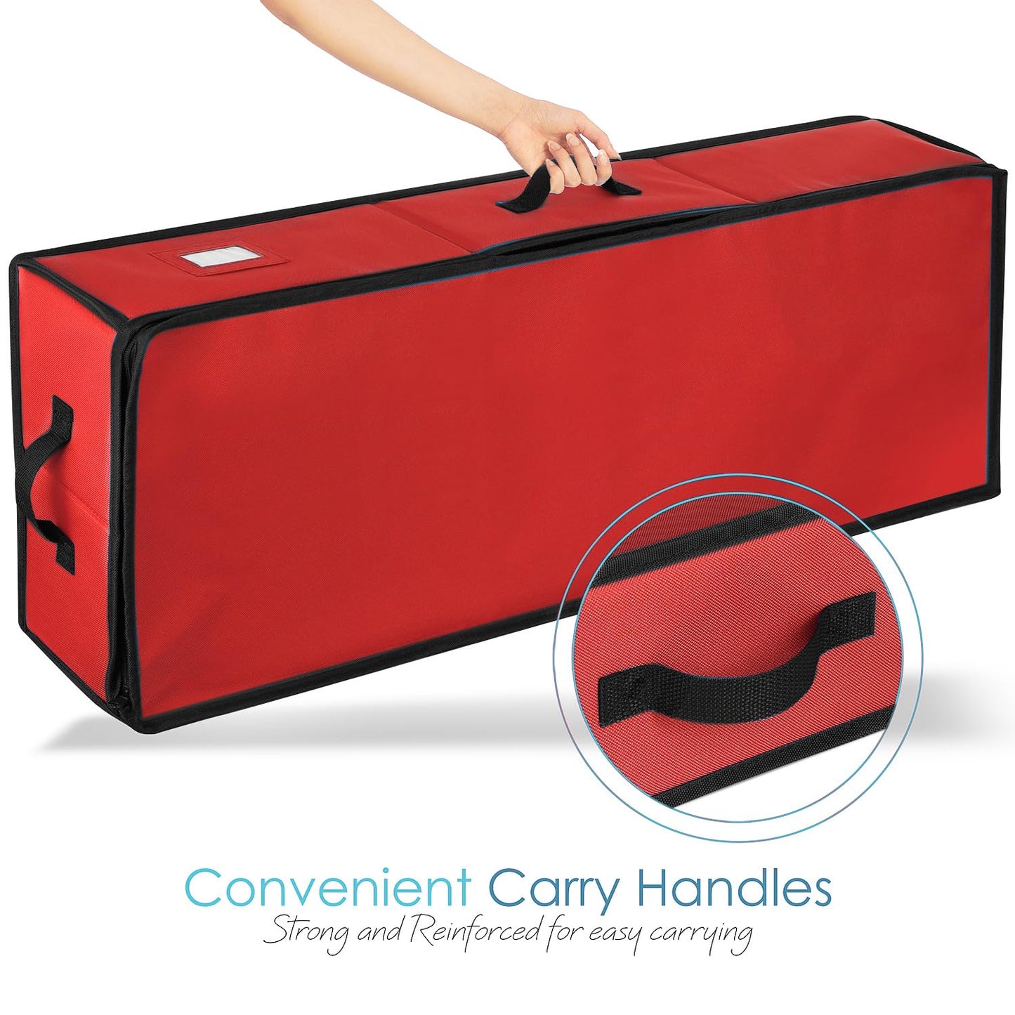 Hearth & Harbor Wrapping Paper Storage Container - Christmas Storage Bag with Ribbon Dispenser and Interior Pockets - Gift Wrap Organizer Fits Up to 26 Rolls of 40" Length, Red