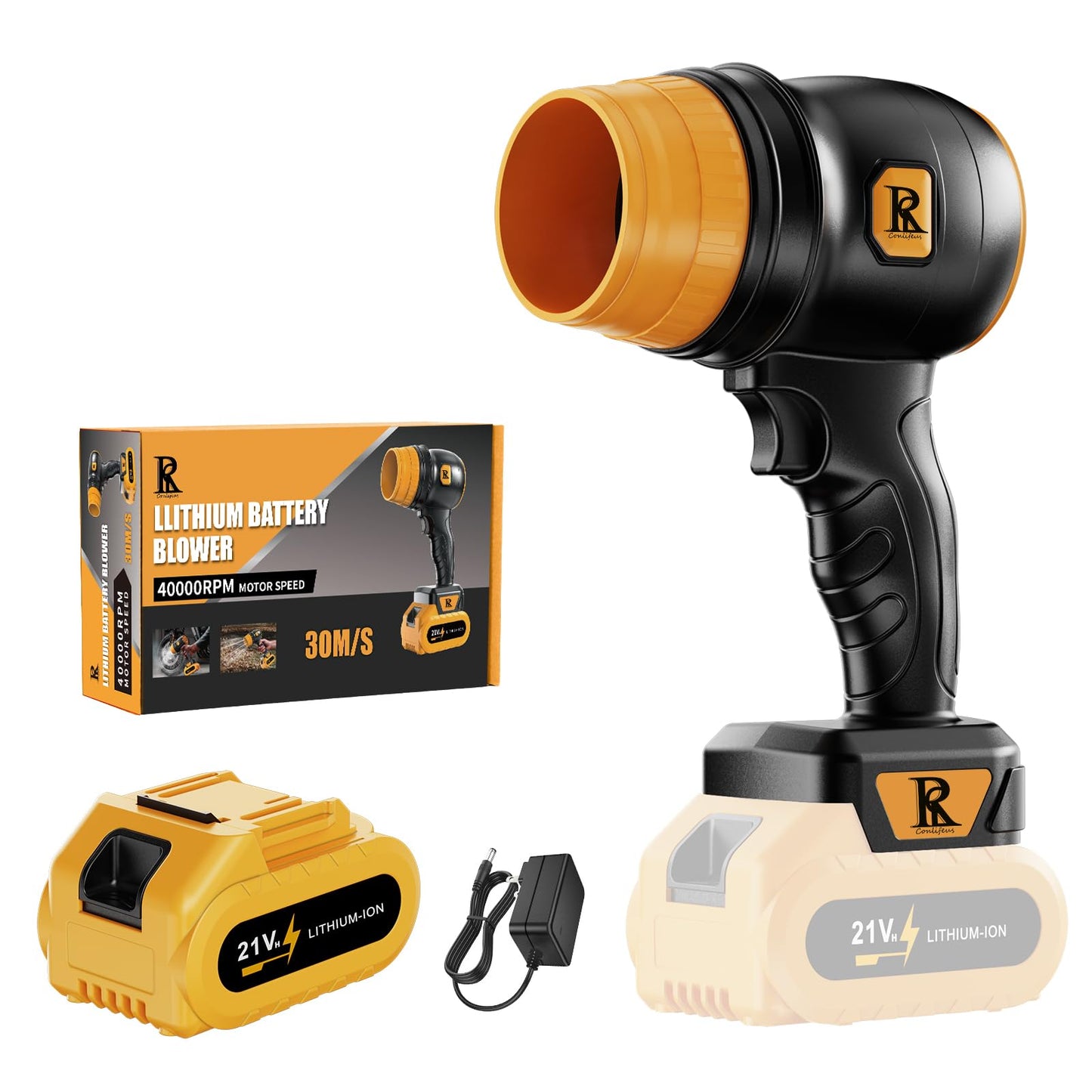 R Conlifeus 21V Cordless Leaf Blower, Lightweight Handheld 67 MPH Compact Yard Blower for Patio/Garage & Window Track Cleaning – Battery & Fast Charger Included