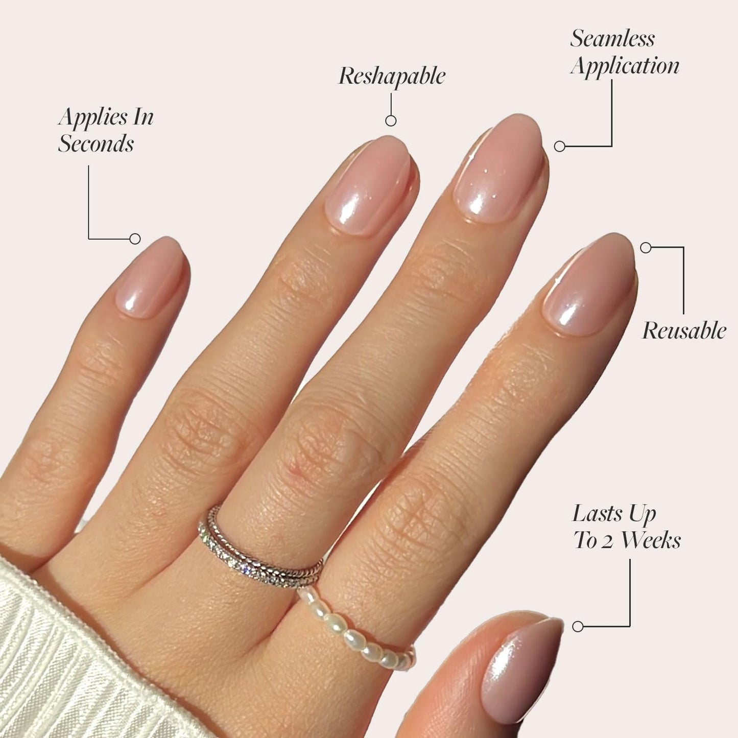 Glamnetic Press-On Nails Bundle - Sugar Glazed & Pinch Me | Medium Oval Fake Nails with White Polka Dots & Glazed Finish | Glazed Short Oval Blush Pink Fake Nails | Durable, Salon-Quality Nail Kits