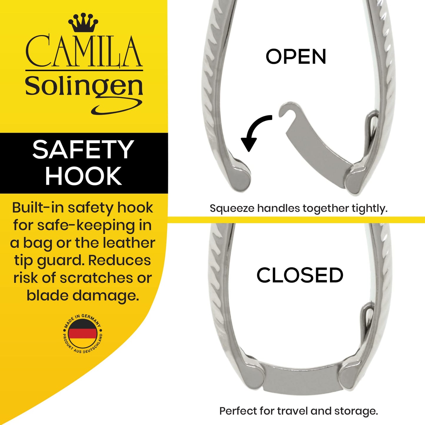 Camila Solingen CS13 Large Heavy Duty Toe Nail Clipper for Thick Toenails, Manicure & Pedicure, Double Barrel Spring. Super Sharp Trimmer Curved Carbon Steel 20mm Blade Made in Solingen, Germany