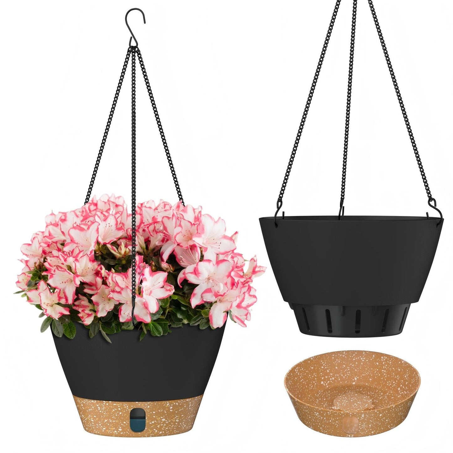 ZMTECH 2 Pack 8 Inch Hanging Planters for Indoor Plants, Modern Gray Hanging Planter with Visible Water Level Window & Removable Tray, Decorative Plant Hanger Indoor for Home Decor
