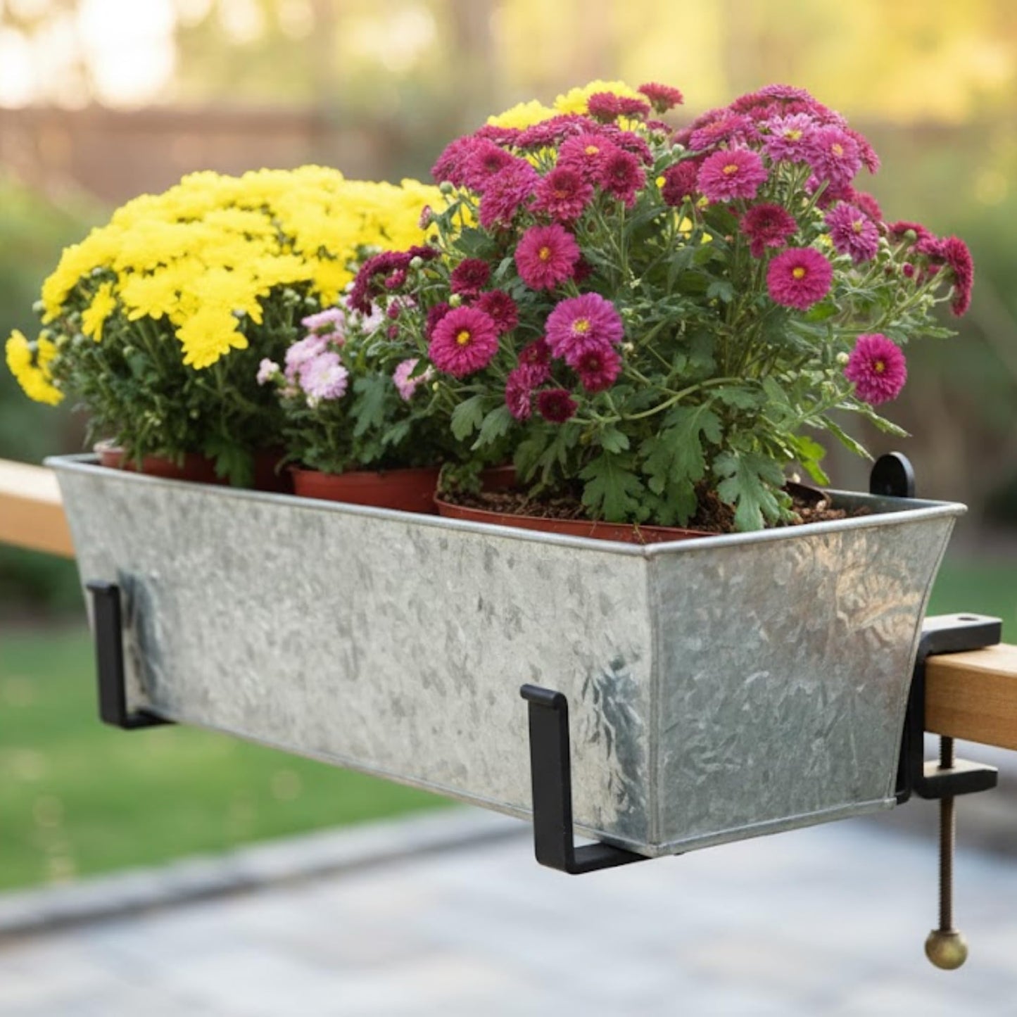 Oakestry Railing Clamp Window Flower Box Brackets Black Adjustable Balcony Planter Holder Steel No Drill Secure Mount Outdoor Indoor