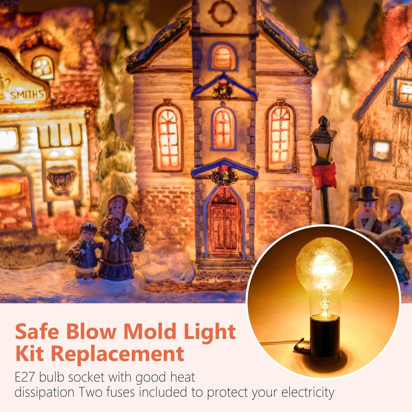 Meonum Blow Mold Light Kit Replacement, E27 E26 Single Light Cord Kit with Switch Fuse Plug, for Indoor Outdoor Halloween Christmas Village House Craft Decorations and Salt Lamp (1 Set)