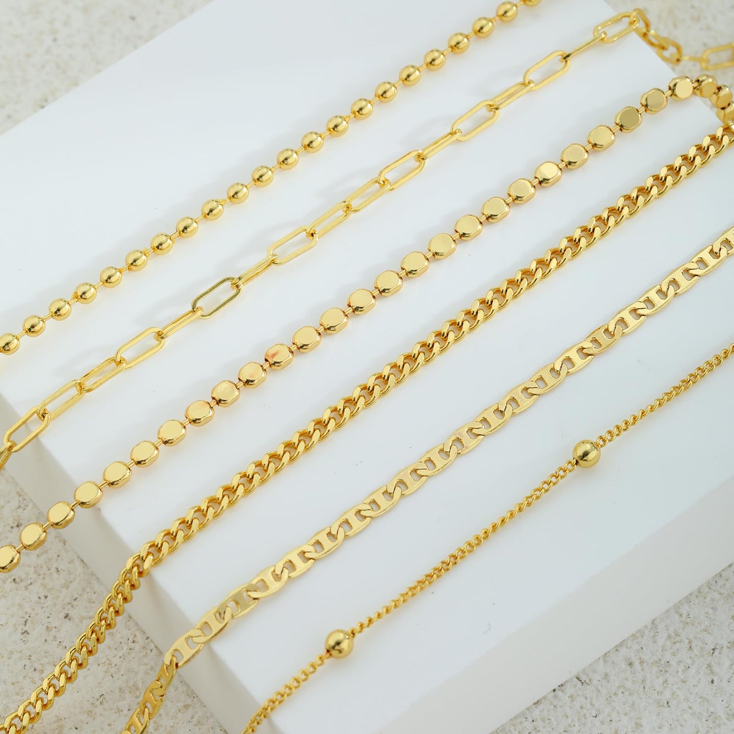 VIROMY Gold Bracelets for Women Waterproof,14K Gold Plated Layered Stackable Bracelet Adjustable Size Jewelry Sets Gifts 6PCS