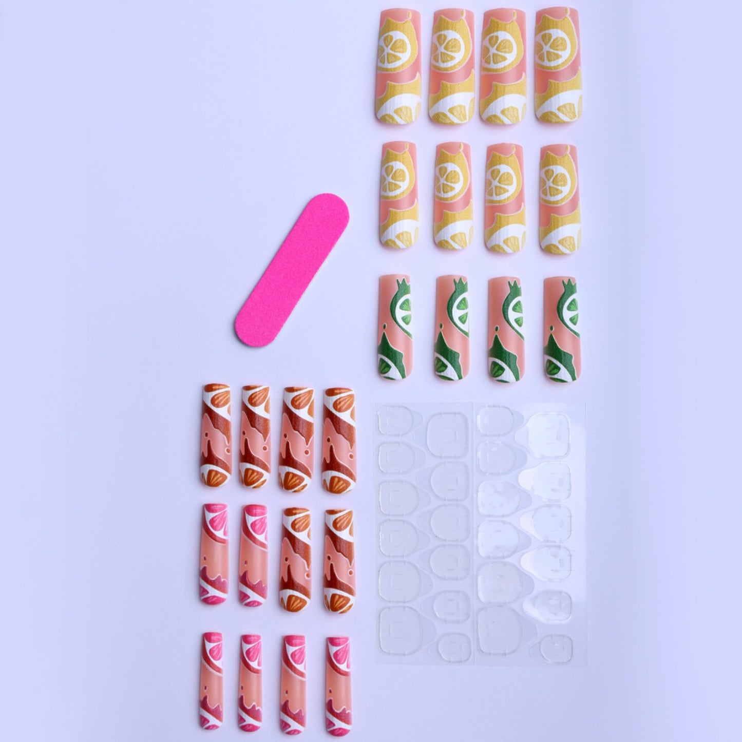 Extra Long Press on Nails Square Fake Nails Multicolor Acrylic Nail Press ons SEENEEY Summer Beach Stick on Nail for Women 24pcs