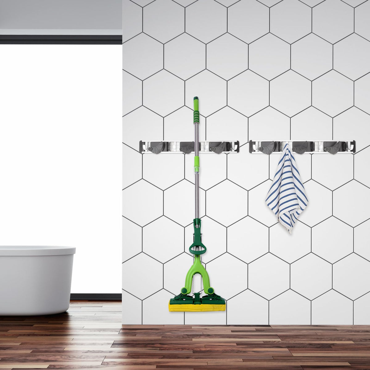 Space Aluminum Mop and Broom Holder Wall
