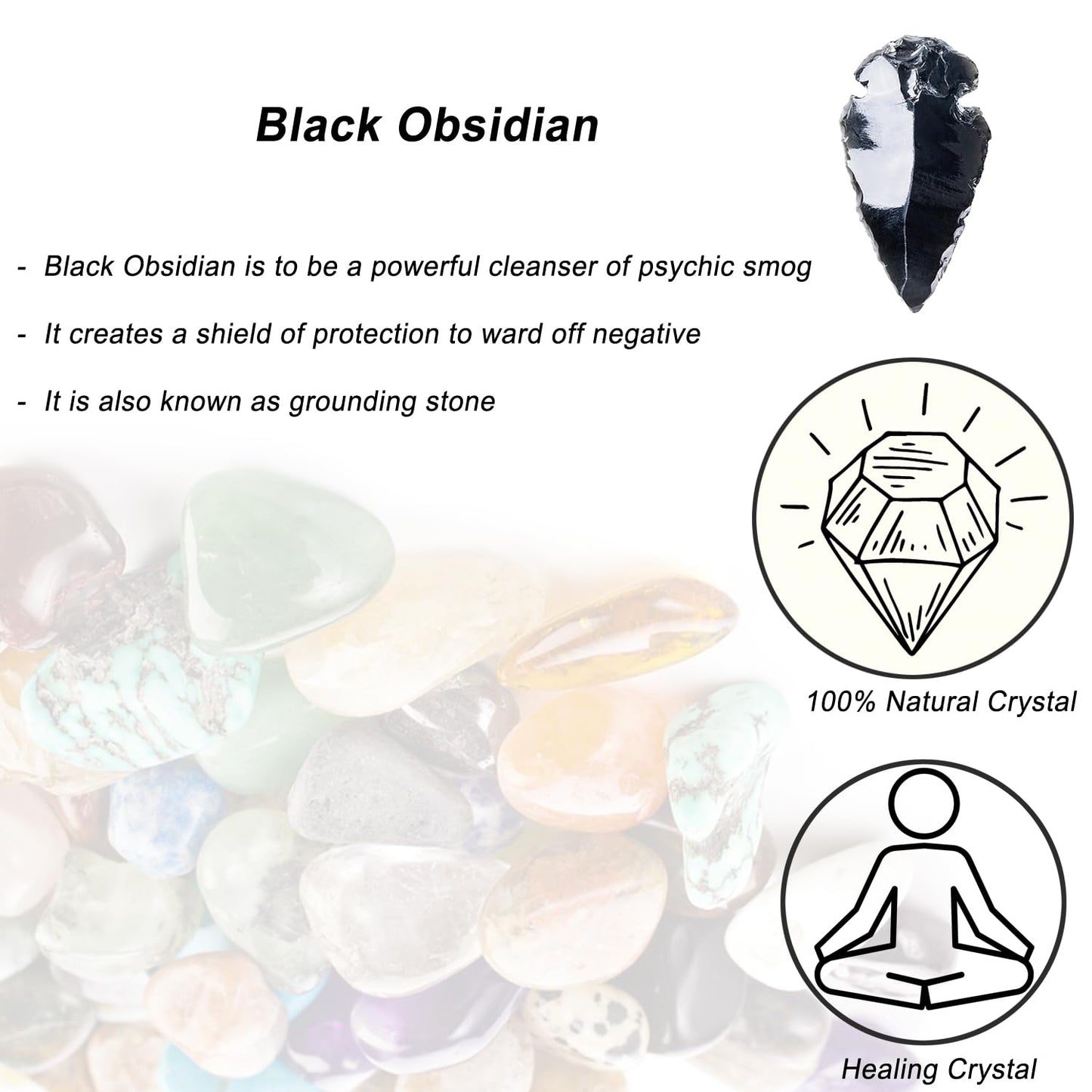 2" Black Obsidian Arrowhead with Carry Pouch, Natural Crystal and Healing Stone Flint Rock Arrow Head, Arrowhead Agate Stones for DIY Project Craft Point Jewelry Making