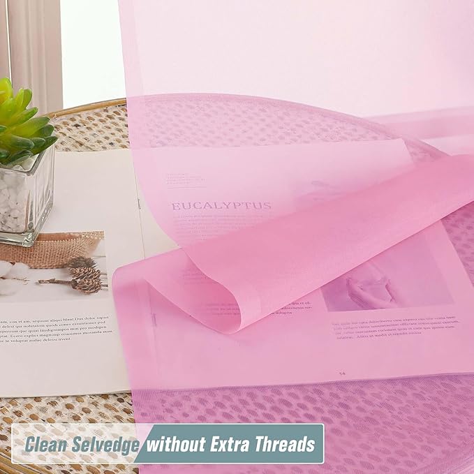 Light Pink Sheer Curtains 84 Inches Long 2 Panels, Elegant Airy Transparent Light Filtering Window Curtains, Window Drapes for Living Room Bedroom, Top Dual Rod Pocket Design, 2x42Wx84L Inches
