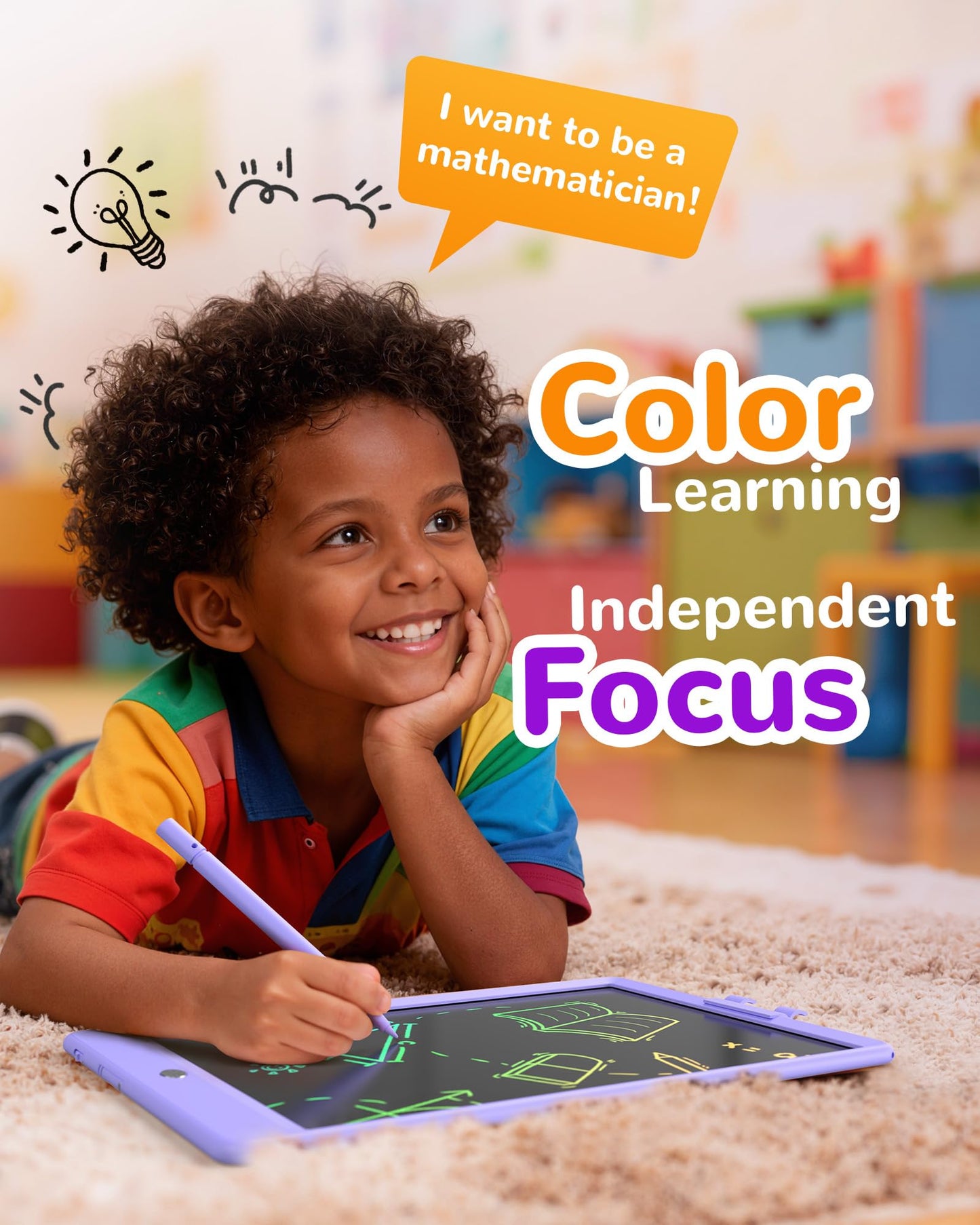 KOKODI LCD Writing Tablet, 10 Inch Colorful Toddler Doodle Board Drawing Tablet, Erasable Reusable Electronic Drawing Pads, Educational and Learning Toy for 3-6 Years Old Boy and Girls(Purple)