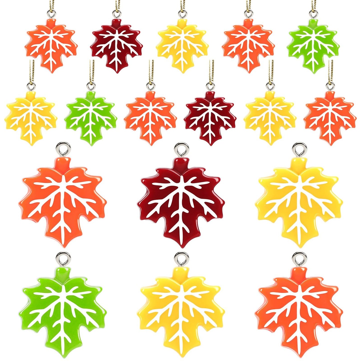 DTOFOOT 48Pcs Fall Ornaments Resin Maple Leaf Ornaments for Tree Thanksgiving Tree Decorations Autumn Harvest Hanging Pendants Charms with String for Wreaths DIY Crafts Farmhouse Home Wall Decor
