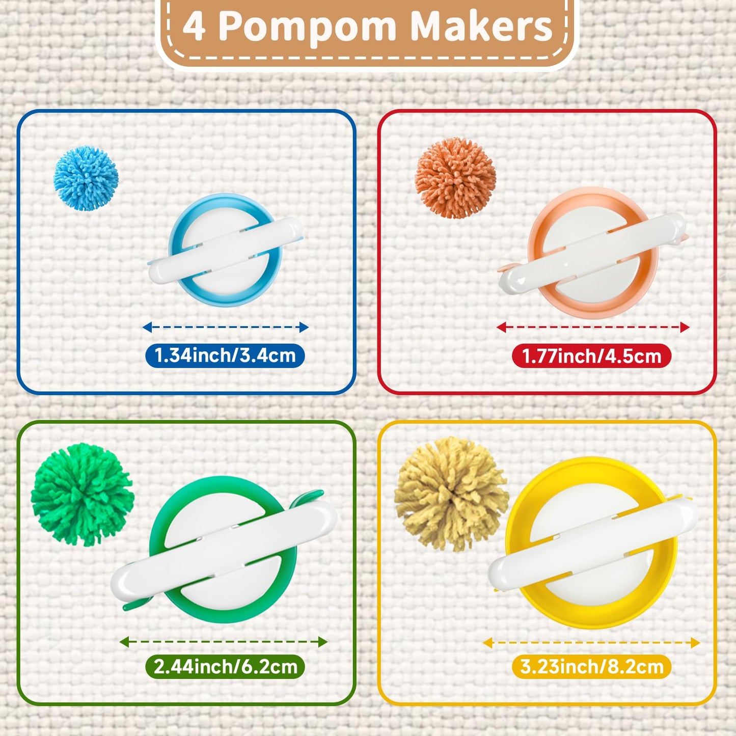 Cesilili Knitting Loom Kit with Pompom Maker Round Knitting Loom for Beginner 4 Sizes (4/6/8/10 Inches) Needle Set DIY Tool for Hats Scarves Handcrafts