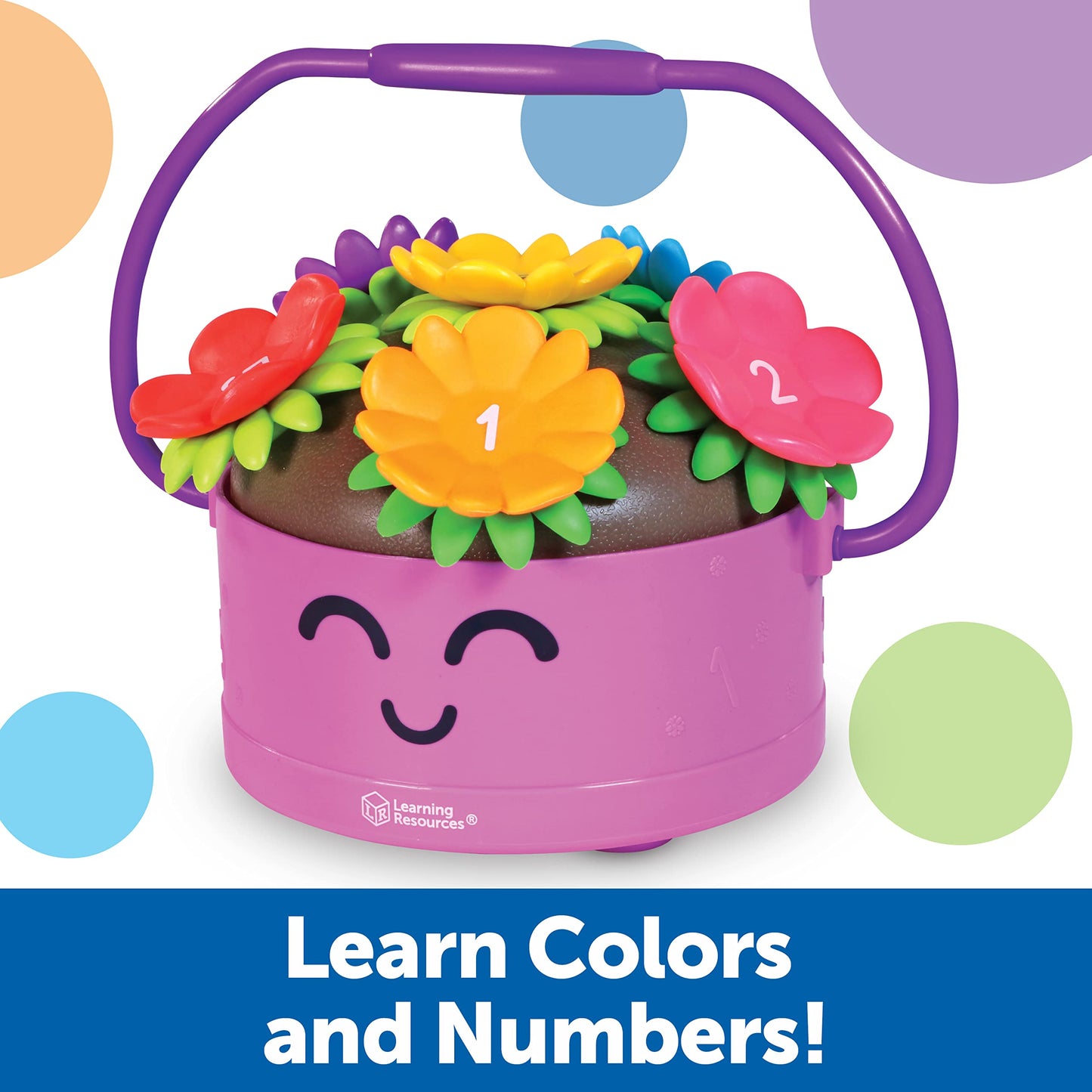Learning Resources Poppy the Count & Stack Flower Pot - 15 Pieces, Ages 18+ Months, Toddler Fine Motor and Sensory Toys, Preschool Activity, Montessori