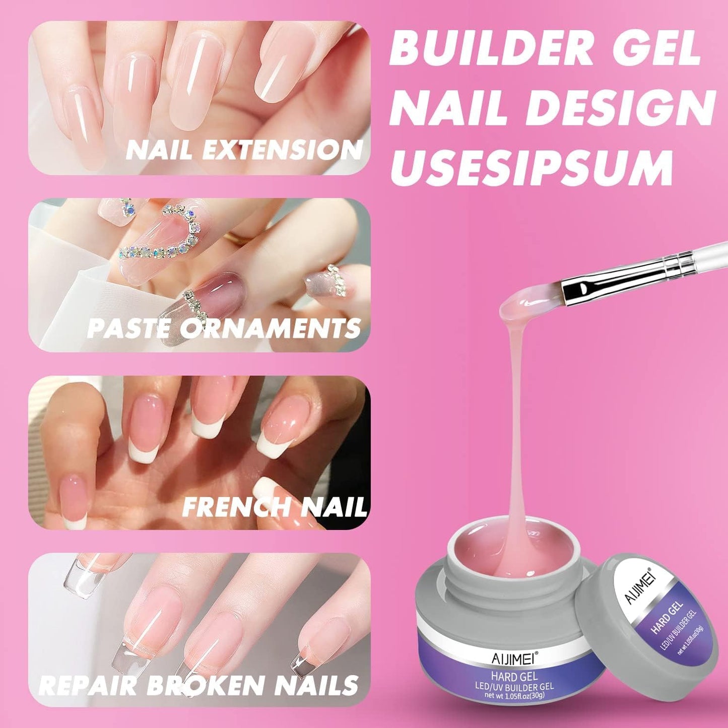 AIJIMEI Gel Builder Hard Gel Builder Gel Nail Gel Builder Gel for Nails Gel Extension Nail Kit for Nails Gel Builder for Nails Builder Gel in a Bottle (SETA)