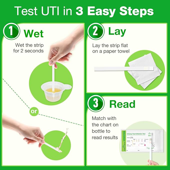 Easy@Home 50 Individual Pouch Urinary Tract Infection Test Strips, UTI Urine Testing Kit for Urinalysis and Detection of Leukocytes and Nitrites (UTIPOUCH-50P)