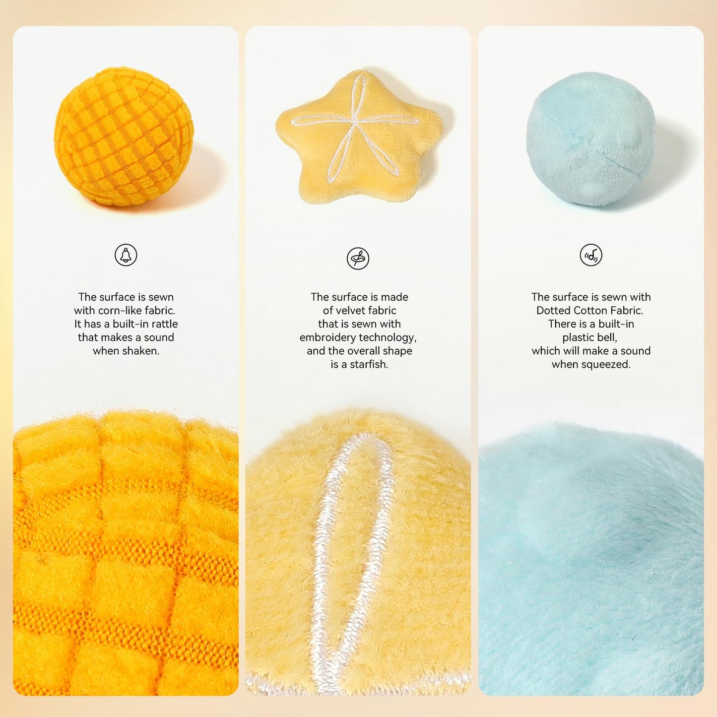 Youuys Sensory Toys 2 Sets, Baby Tissue Box Toy & Soft Stuffed Animal Set