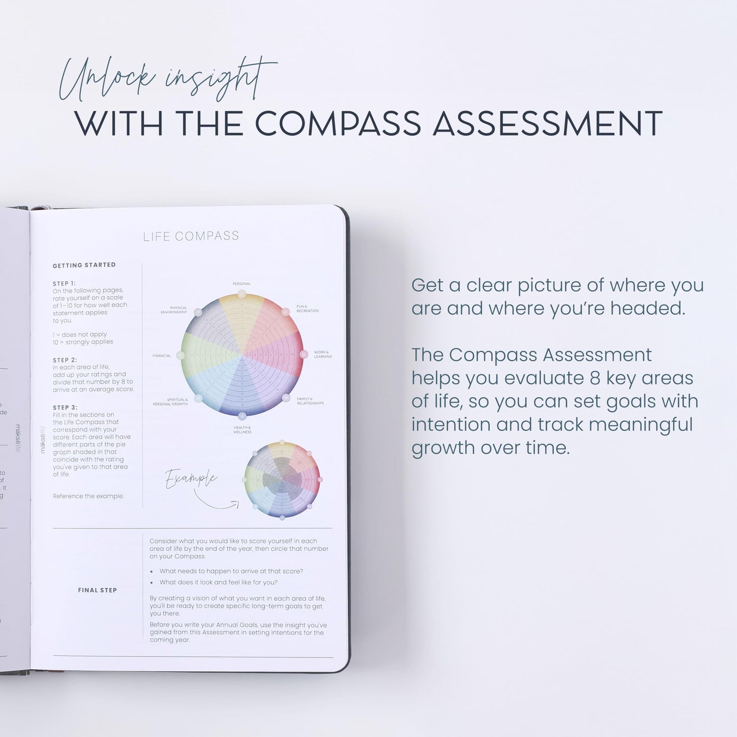 MäksēLife Undated Quarterly Planner - A5 Goal Setting Planner & Personal Journal for Mindful Living, Weekly and Monthly Goal Setting with Habit Tracker & Reflections, Teal