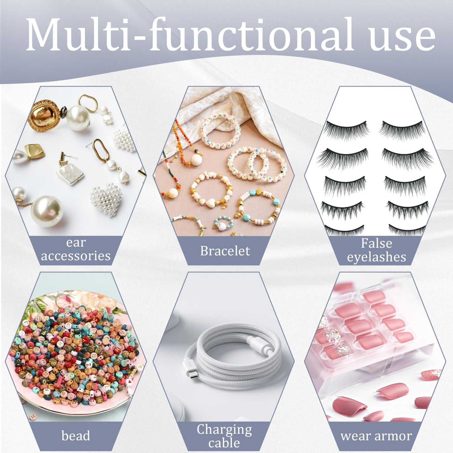 Oskrieel Press on nail storage Large Acrylic Nail Storage Box - Portable Versatile Organizer for Press - On Nails, Jewelry and More with 90 Pcs Adhesive Double Sided Tape 12 PCS