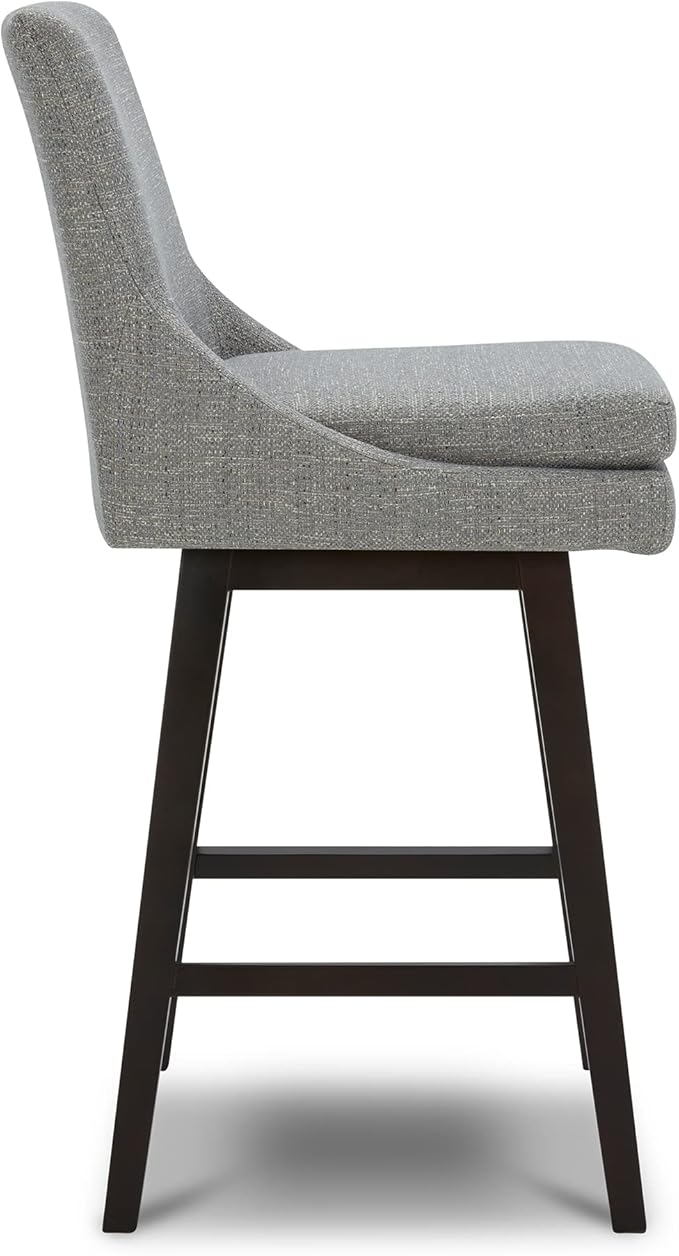 CHITA Bar Height Swivel Barstool with Back Set of 2, FSC Certified Upholstered Bar Stool, 30.7" H Seat Height, Fabric in Fog