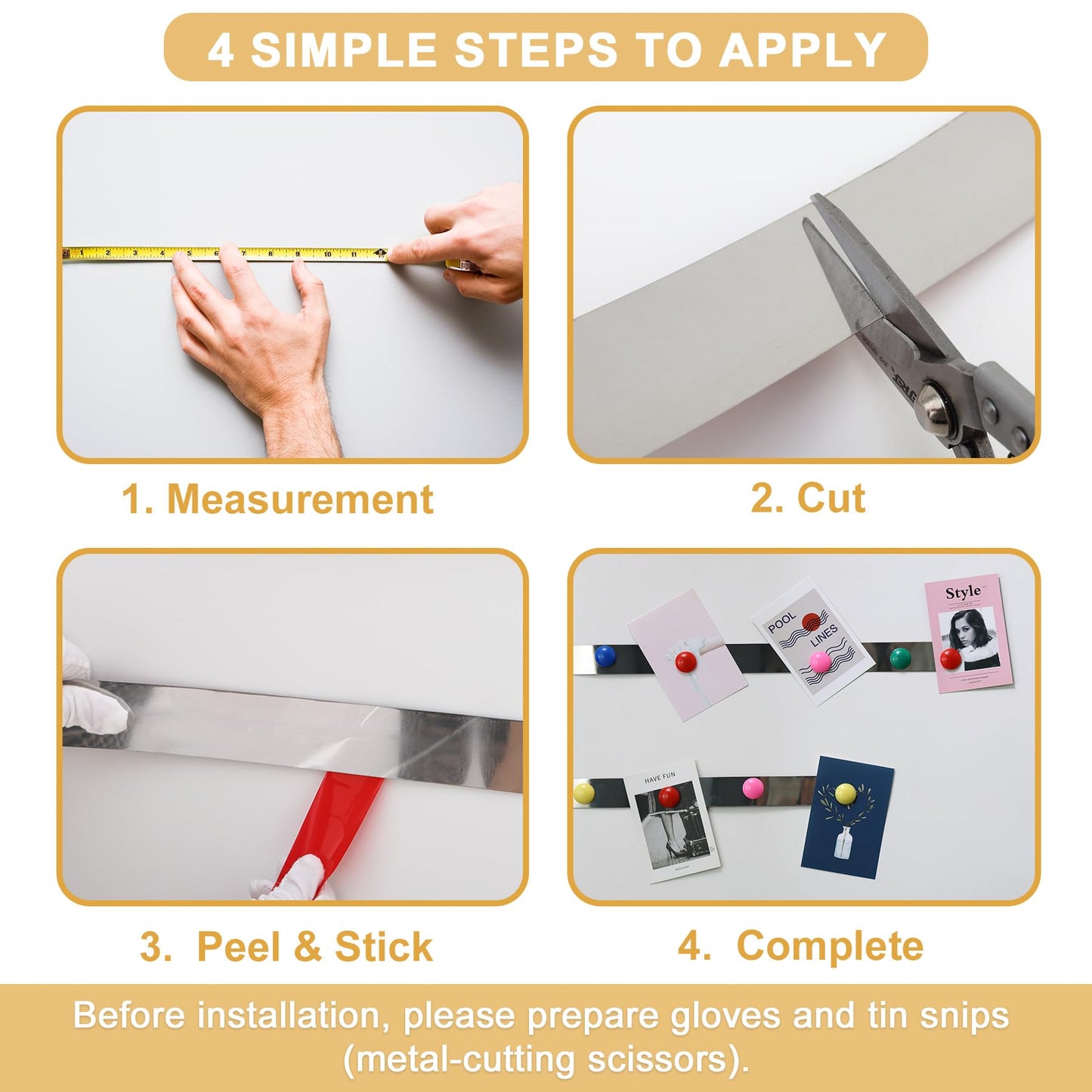 Soengsau 118" x 1.57" Flexible Self Adhesive Metal Strip for Magnets, Peel and Stick Ferrous Memo Tape for Bulletin Boards, Workshop, Office and School Use