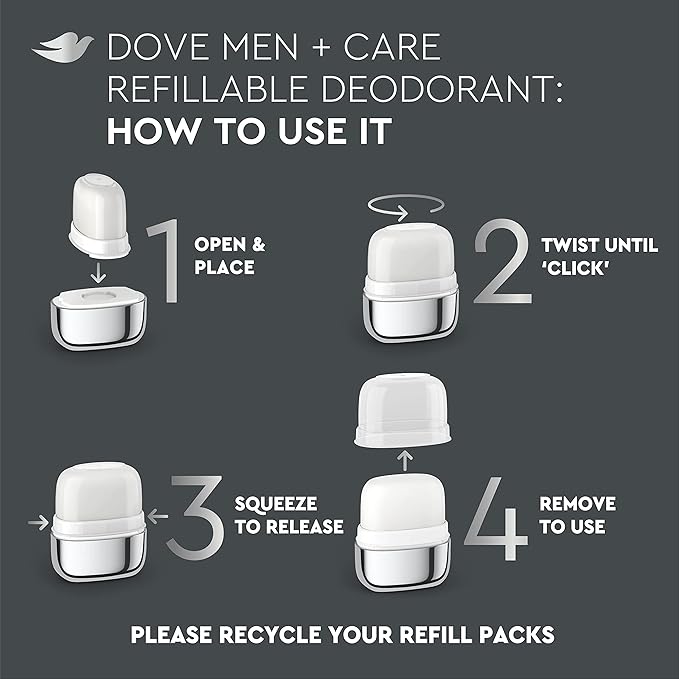 Dove Men+Care Deodorant Refill 0 percent Aluminum Clean Touch Aluminum Free Deodorant 1.13 Ounce (Pack of 2)