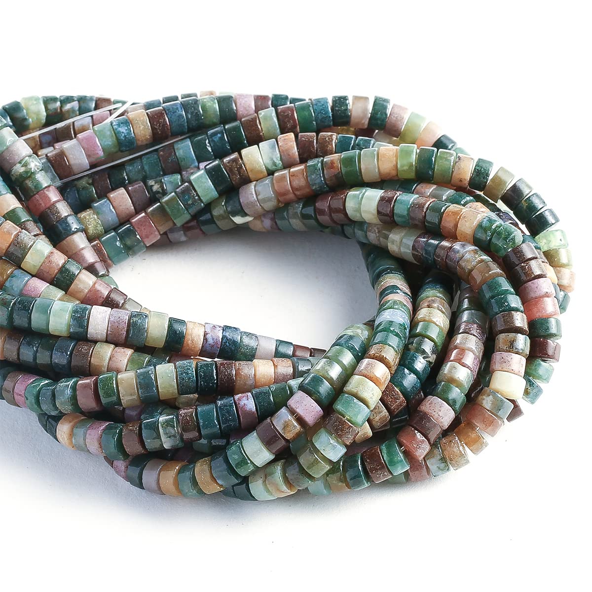 Natural Indian Agate Stone Spacer Beads 6x3mm 38cm/str Flat Round Loose Semi Gemstone Caps for Making Bracelets Necklace